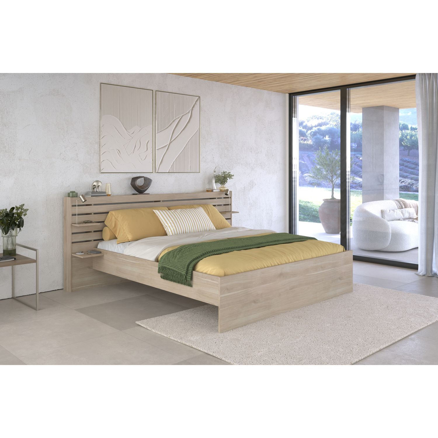 Voir la diapositive 10 : Lit double adulte avec tête de lit 160x200cm PIA