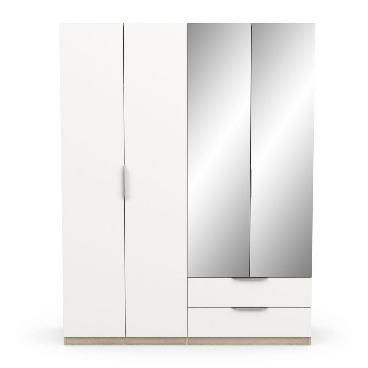 Armoire 4 portes 2 tiroirs 2 miroirs L157 cm THIBAULT