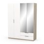 Voir la diapositive 4 : Armoire 4 portes 2 tiroirs 2 miroirs L157 cm THIBAULT
