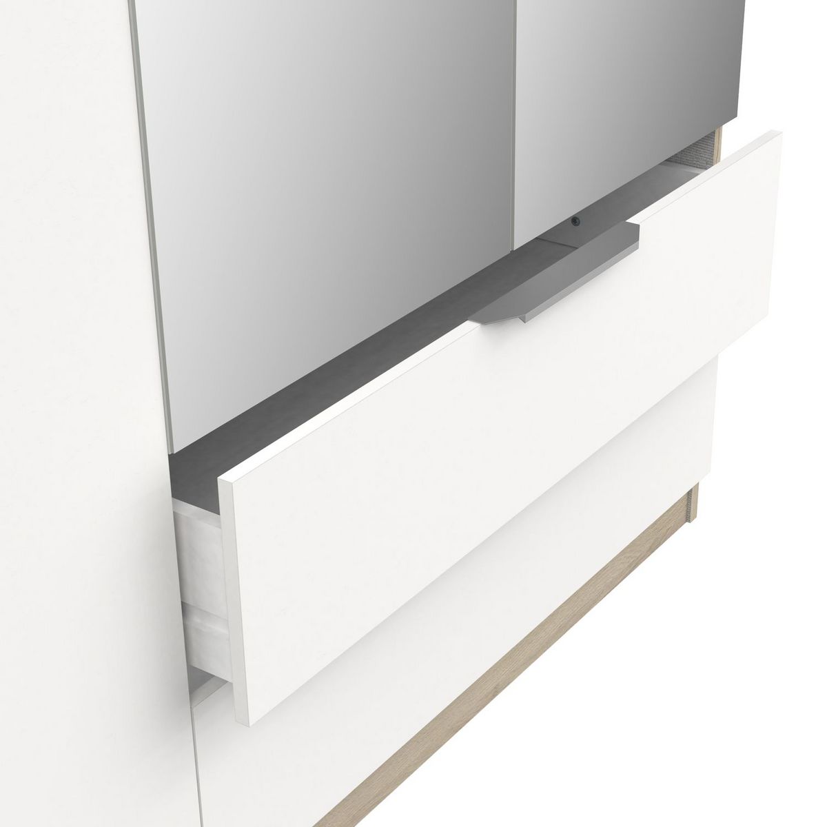 Armoire 4 portes 2 tiroirs 2 miroirs L157 cm THIBAULT