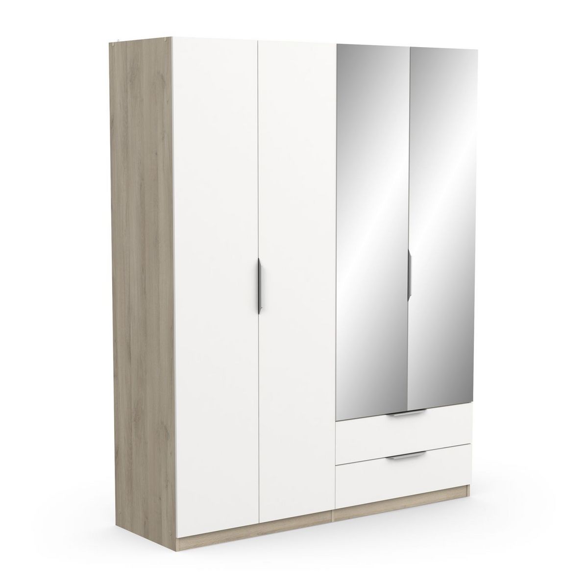 Armoire 4 portes 2 tiroirs 2 miroirs L157 cm THIBAULT