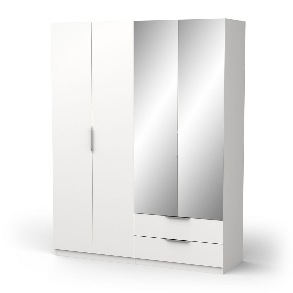 Armoire 4 portes 2 tiroirs 2 miroirs L157 cm THIBAULT
