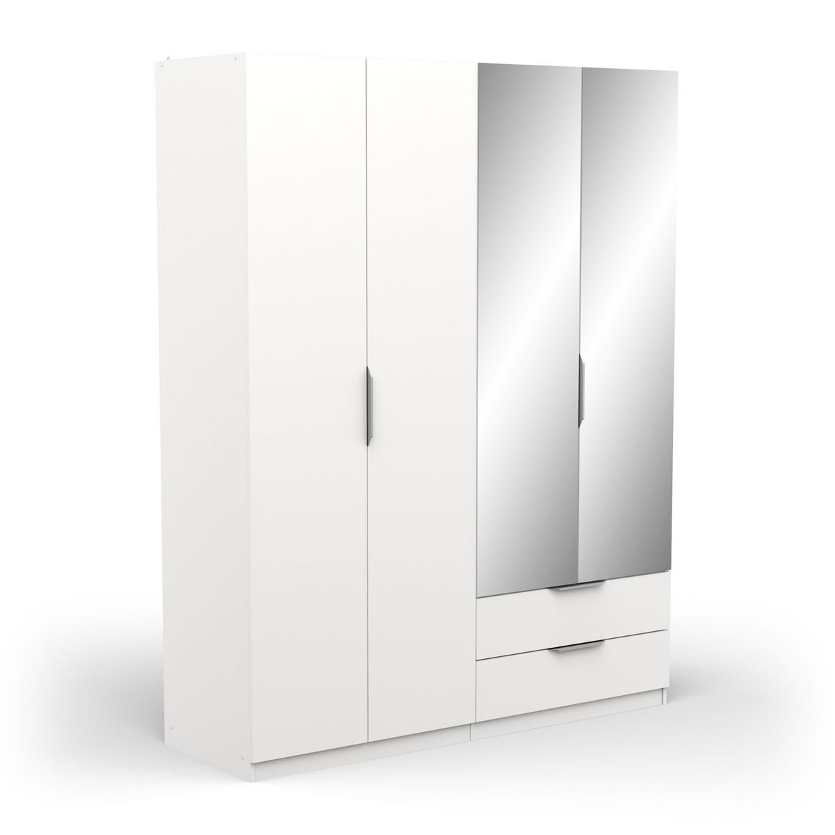 Armoire 4 portes 2 tiroirs 2 miroirs L157 cm THIBAULT