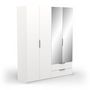 Voir la diapositive 2 : Armoire 4 portes 2 tiroirs 2 miroirs L157 cm THIBAULT
