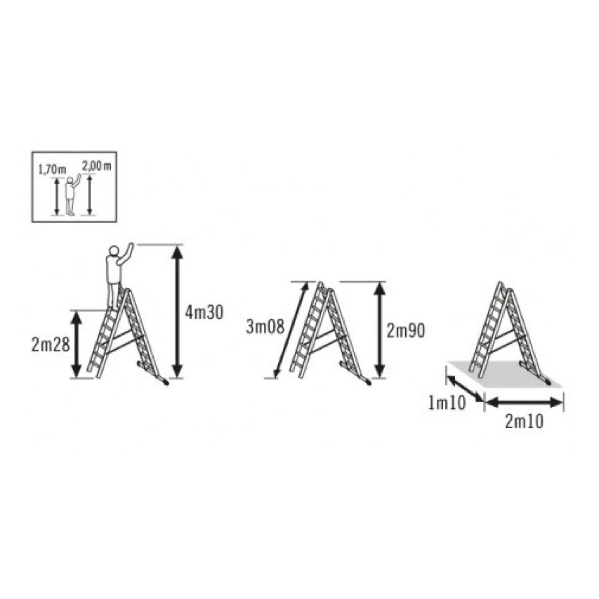Voir la diapositive 7 : HAILO Echelle 3 plans 7m80 en aluminium - HOBBYSTEP