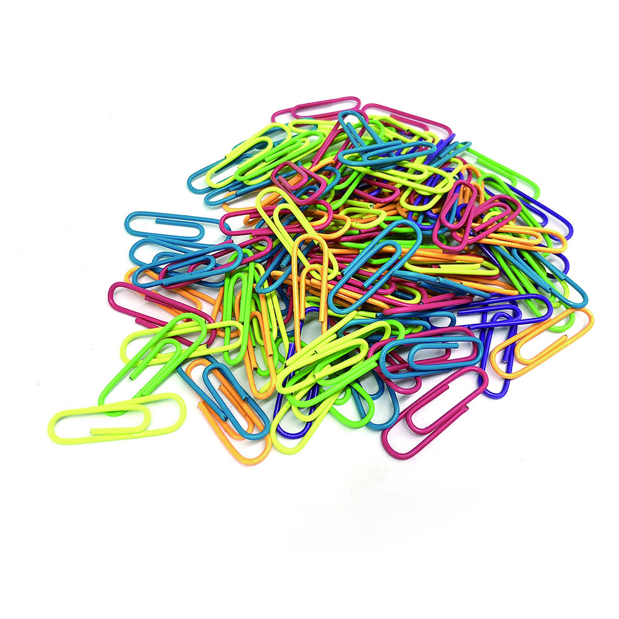 Voir la diapositive 2 : AUCHAN Boite de 120 trombones colorés 28 mm