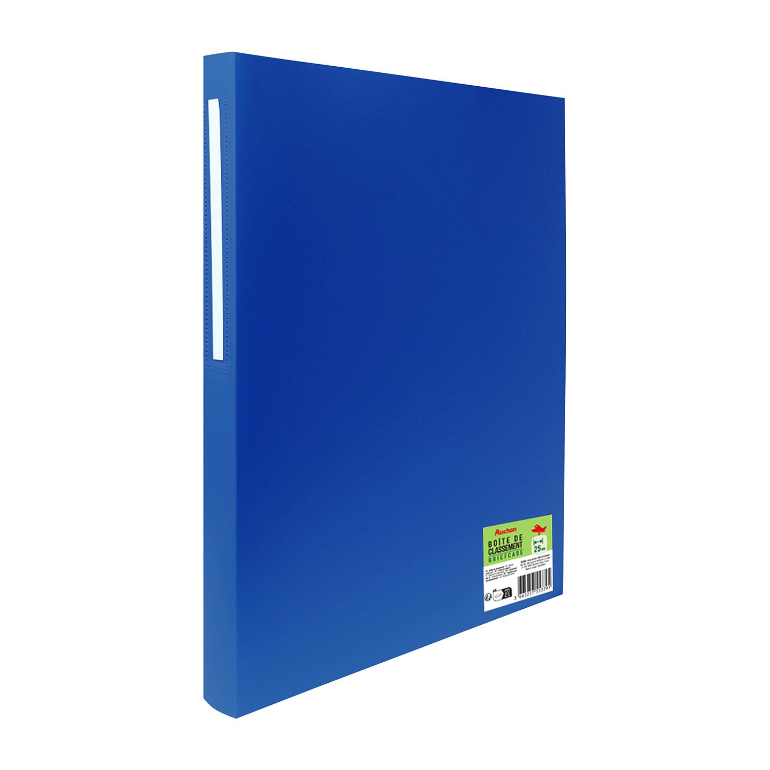 Voir la diapositive 3 : AUCHAN Boîte-archives dos 25 cm Opaque Bleu Noir Beige