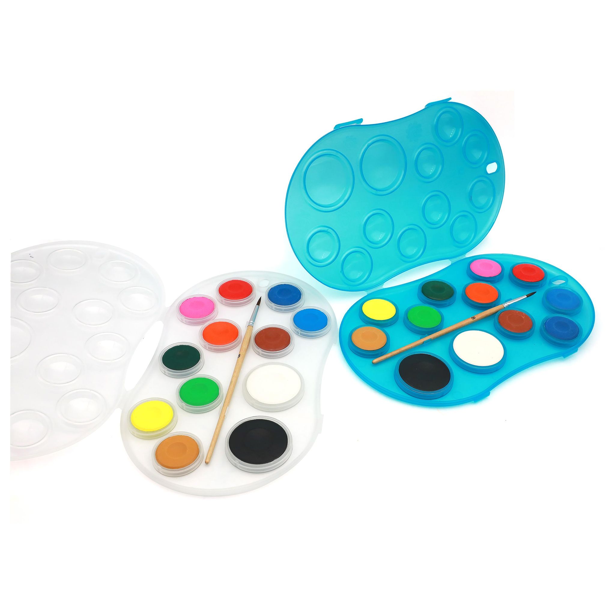 Voir la diapositive 2 : AUCHAN Peinture à l'eau 2x 12 pcs + Pinceau N°8