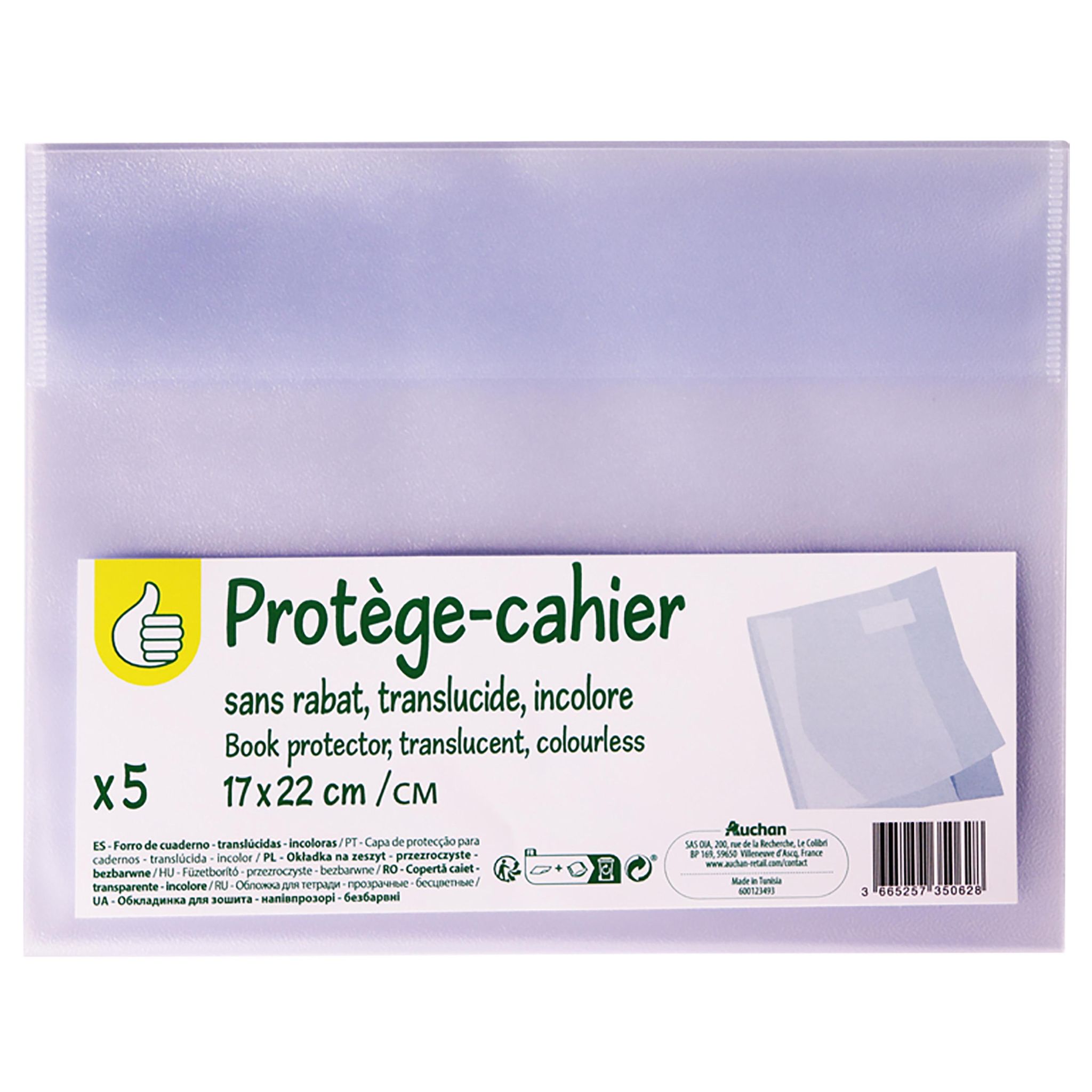 AUCHAN 5 Pochettes 17x22 Cristal