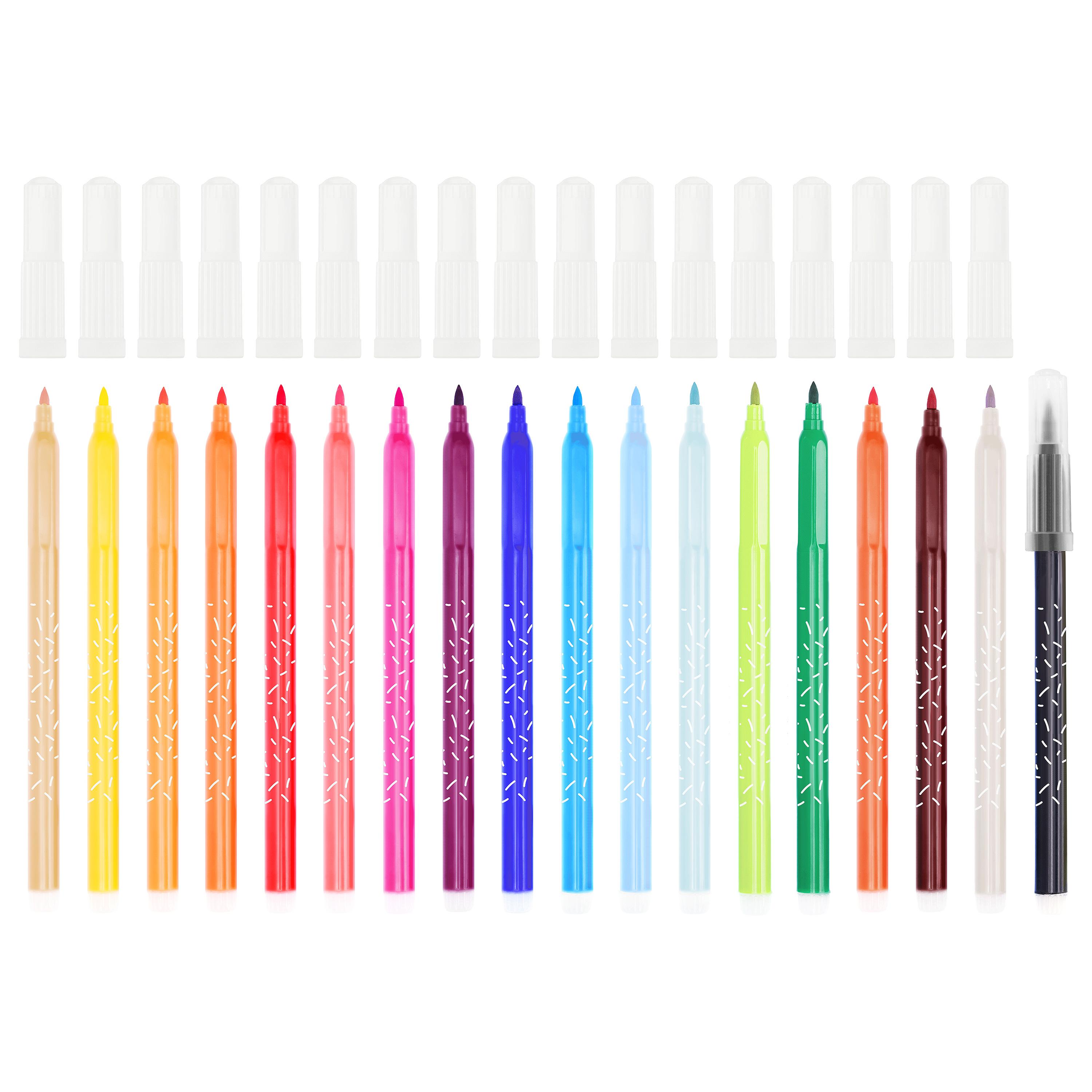Voir la diapositive 2 : AUCHAN Etui de 18 feutres de coloriage pointe fine recyclés