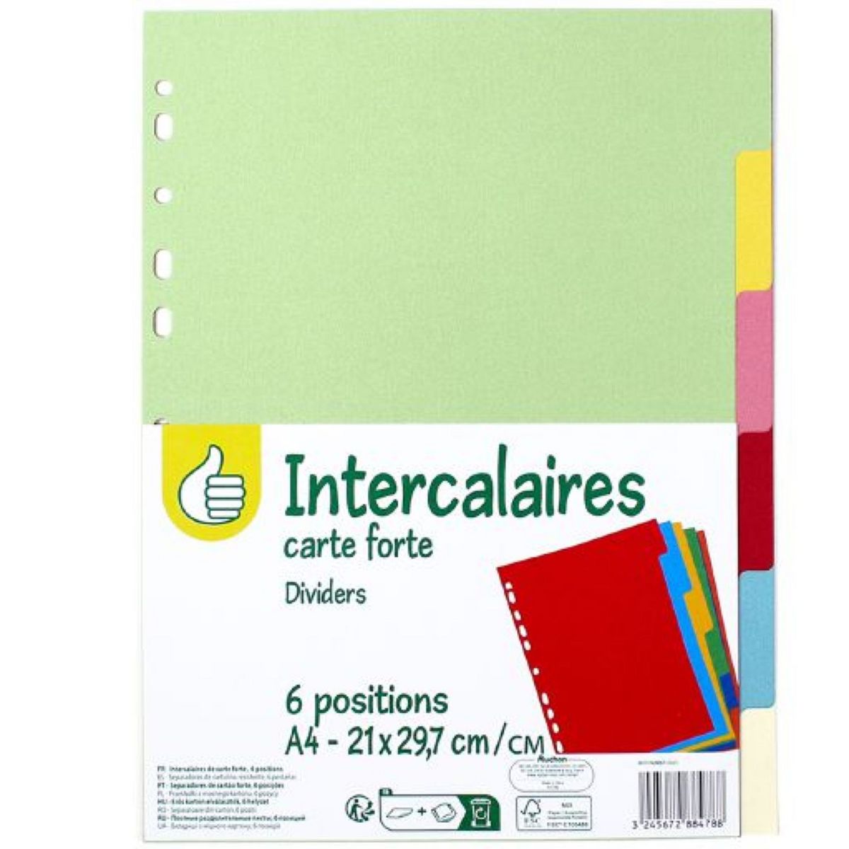 POUCE Intercalaires en carton Format A4 - 6 Positions