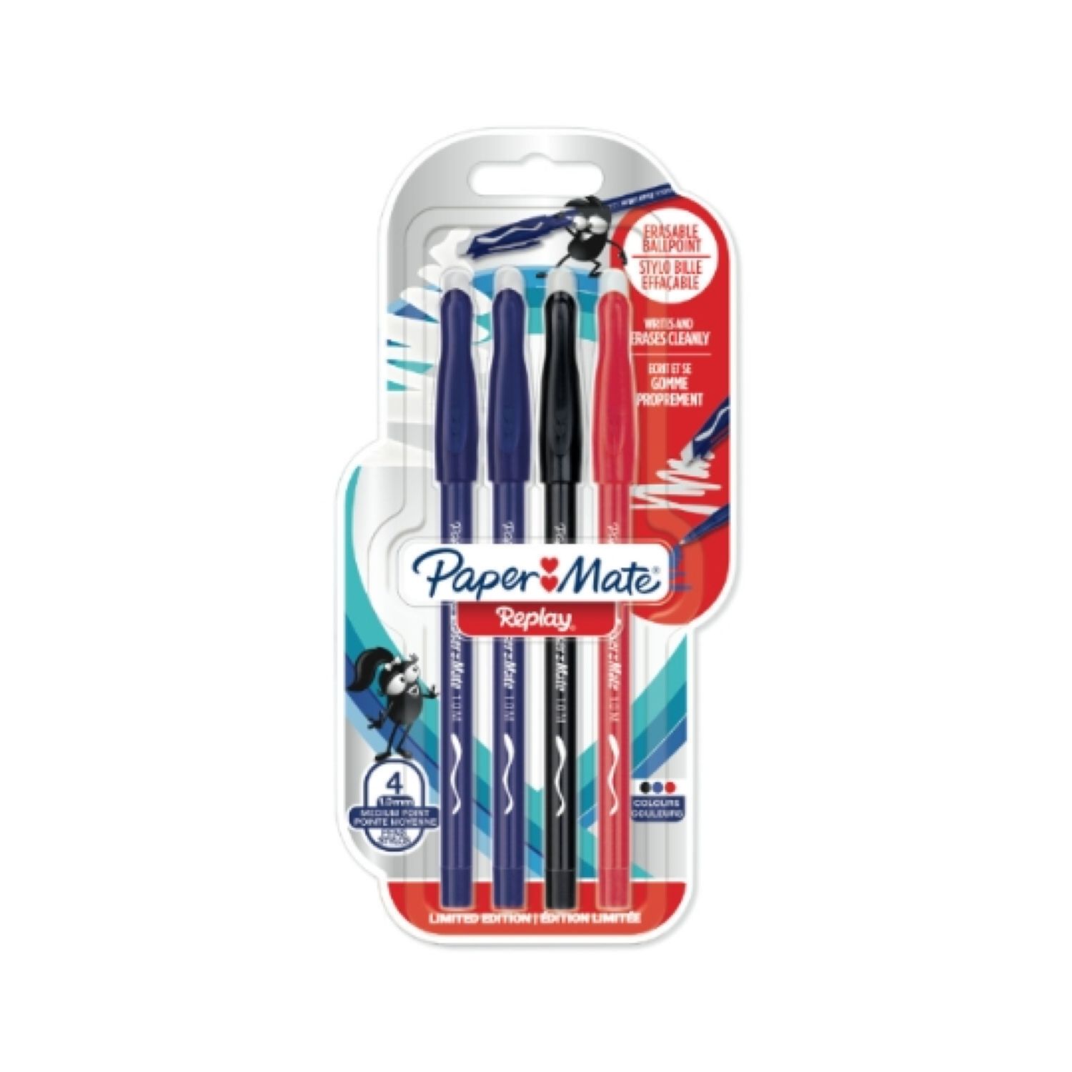 PAPER MATE Stylo à bille Replay, blister de 4