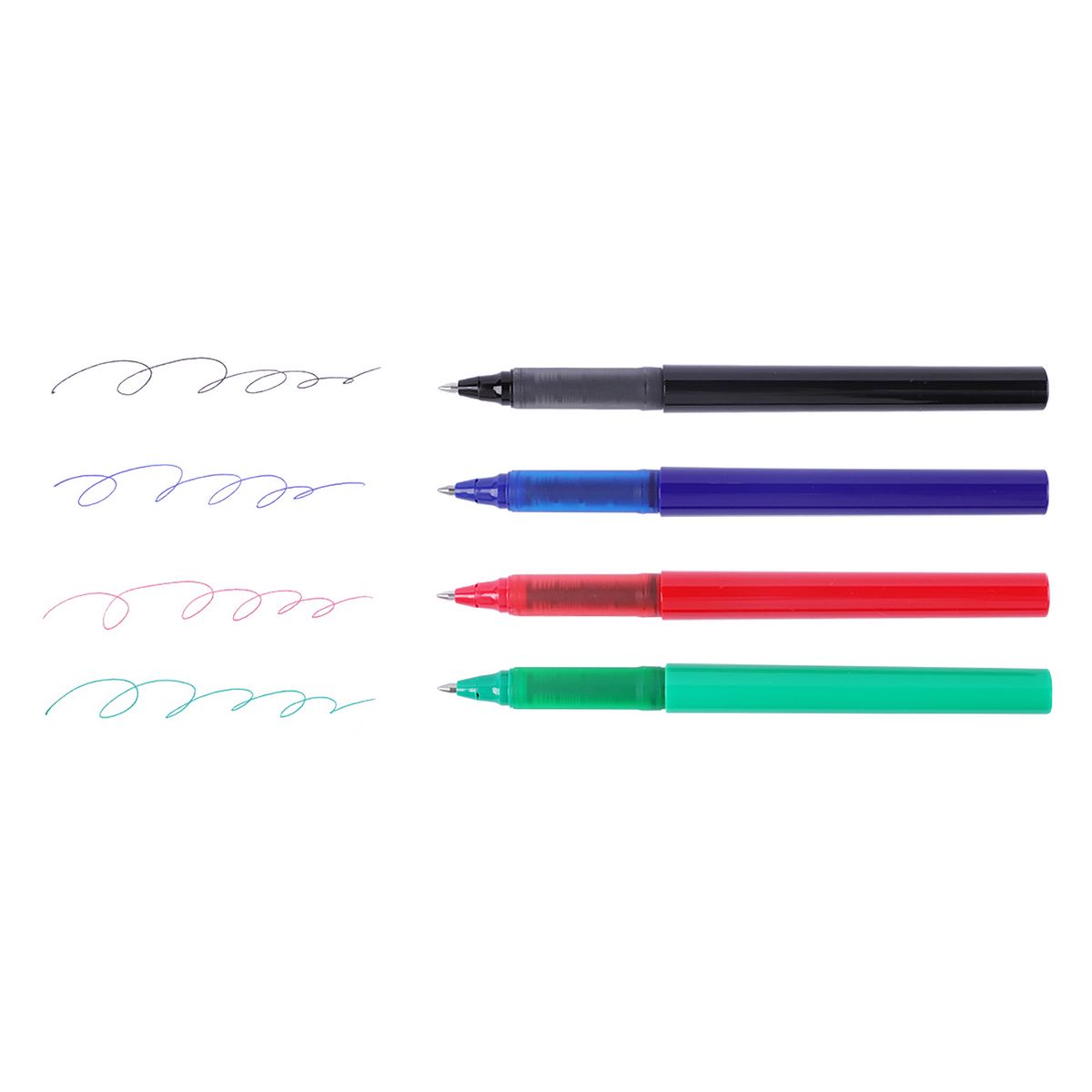 AUCHAN Lot de 4 stylos roller pointe moyenne 0.7mm coloris assortis