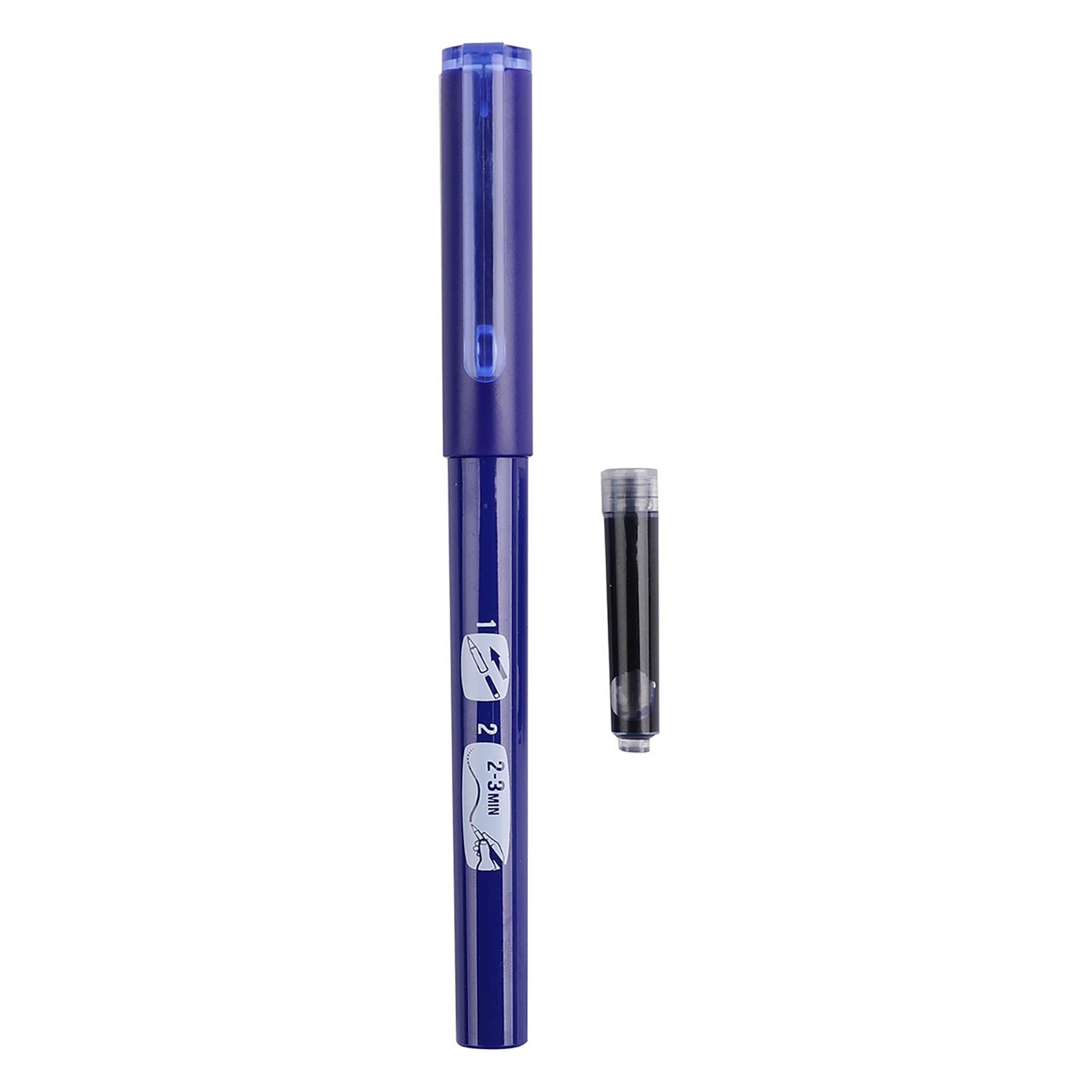 Voir la diapositive 2 : AUCHAN Stylo roller pointe moyenne 0.7mm bleu + 1 recharge