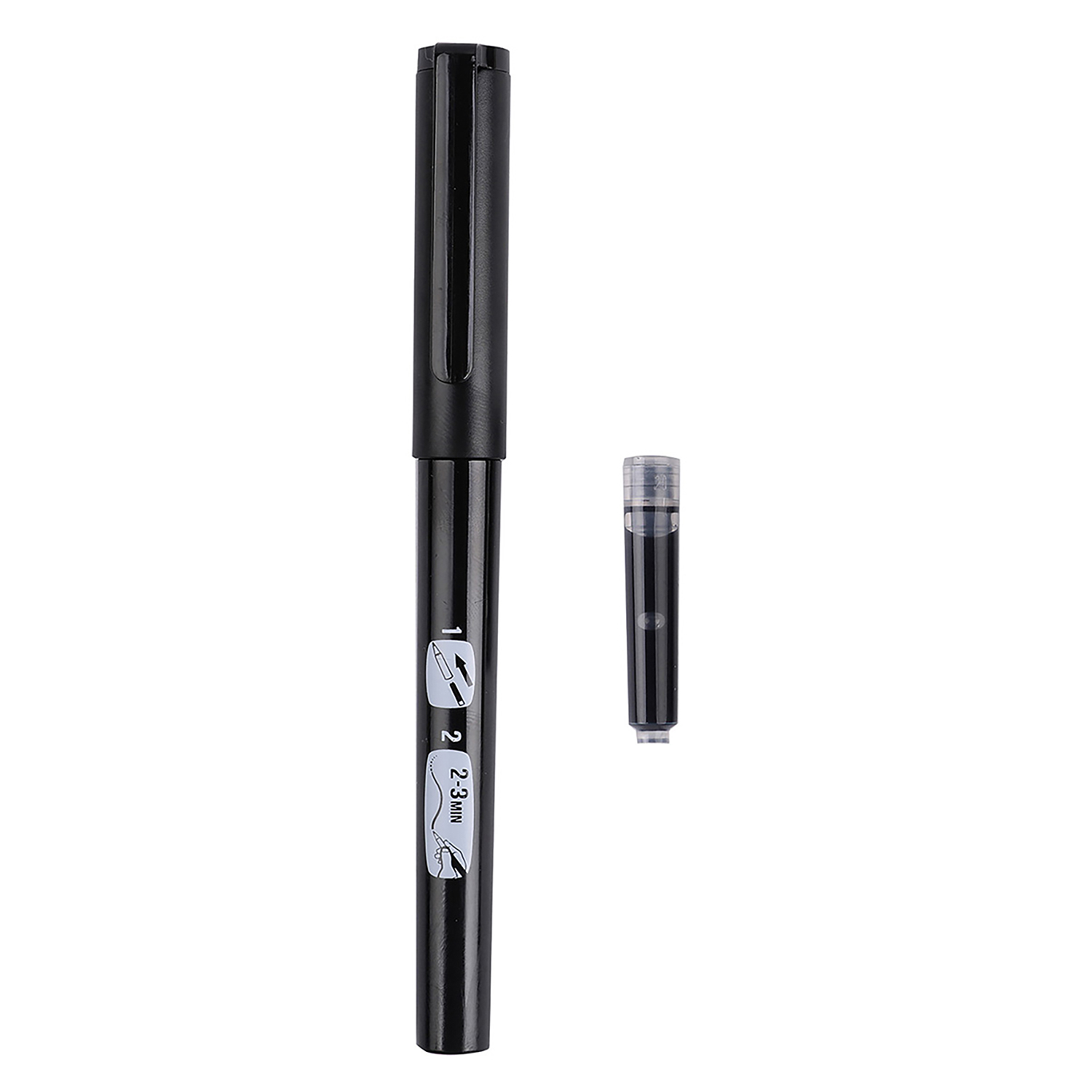 Voir la diapositive 2 : AUCHAN Stylo roller pointe moyenne 0.7mm Noir + 1 recharge