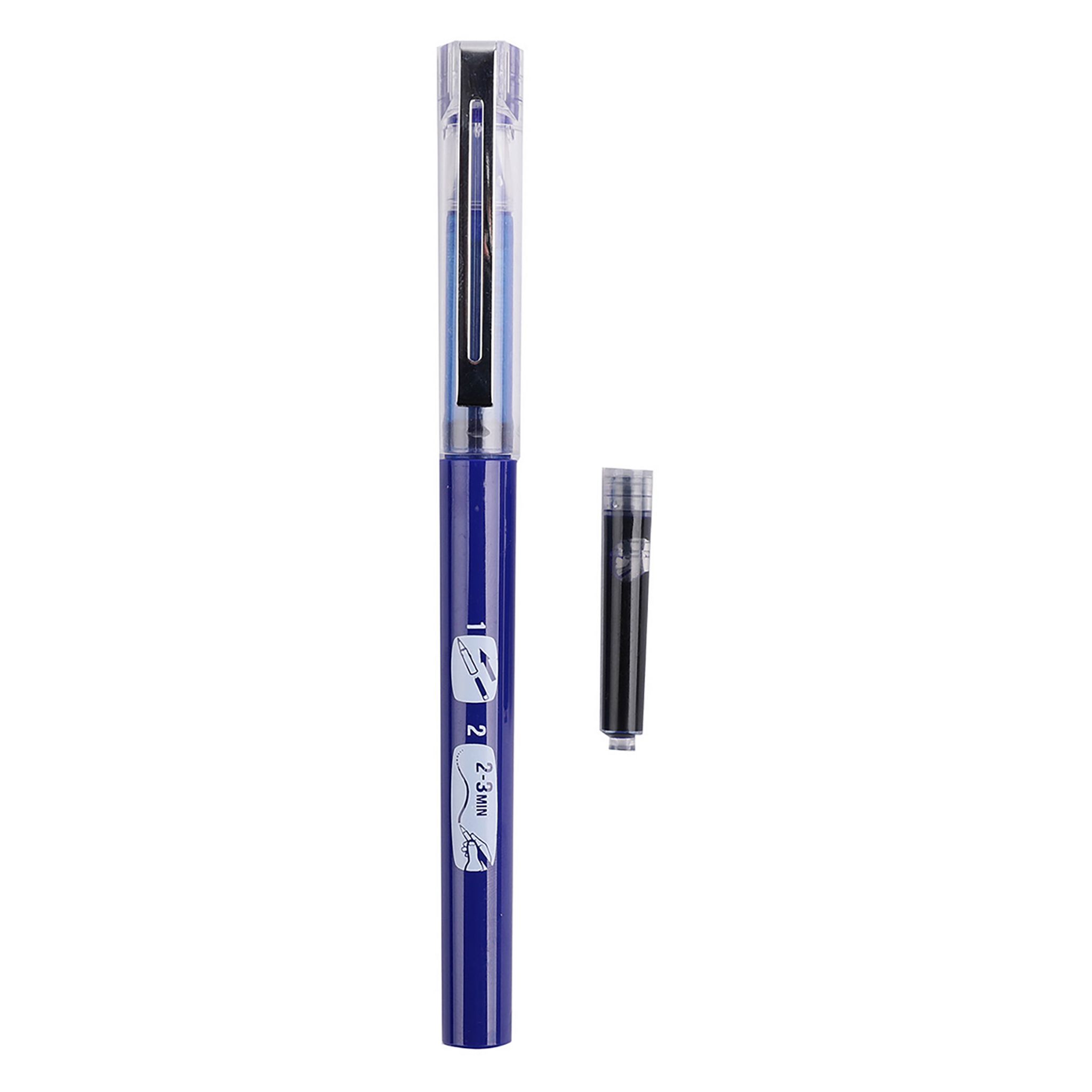 Voir la diapositive 3 : AUCHAN Stylo roller pointe fine 0.5mm bleu + 1 recharge