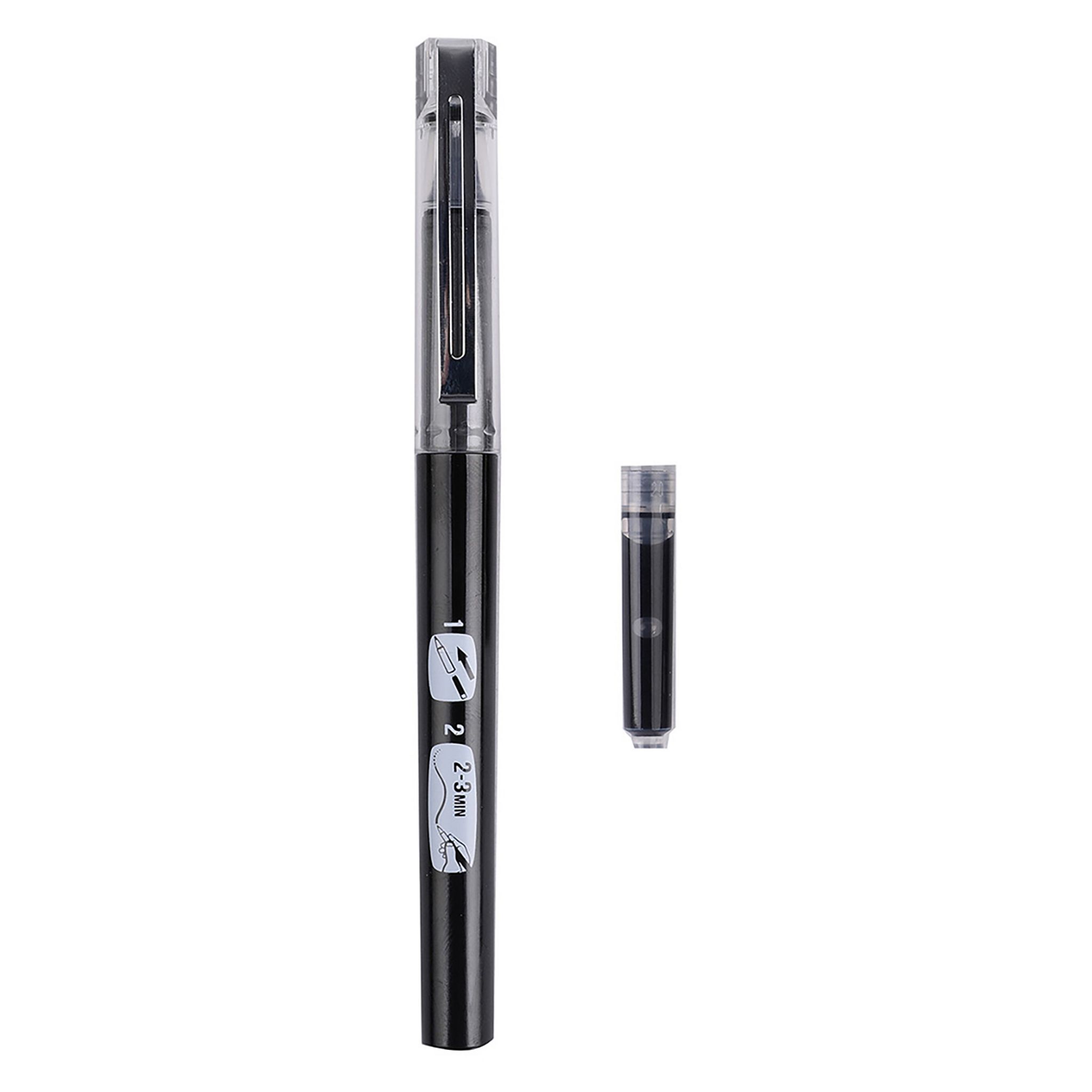Voir la diapositive 2 : AUCHAN Stylo roller pointe fine 0.5mm noir + 1 recharge