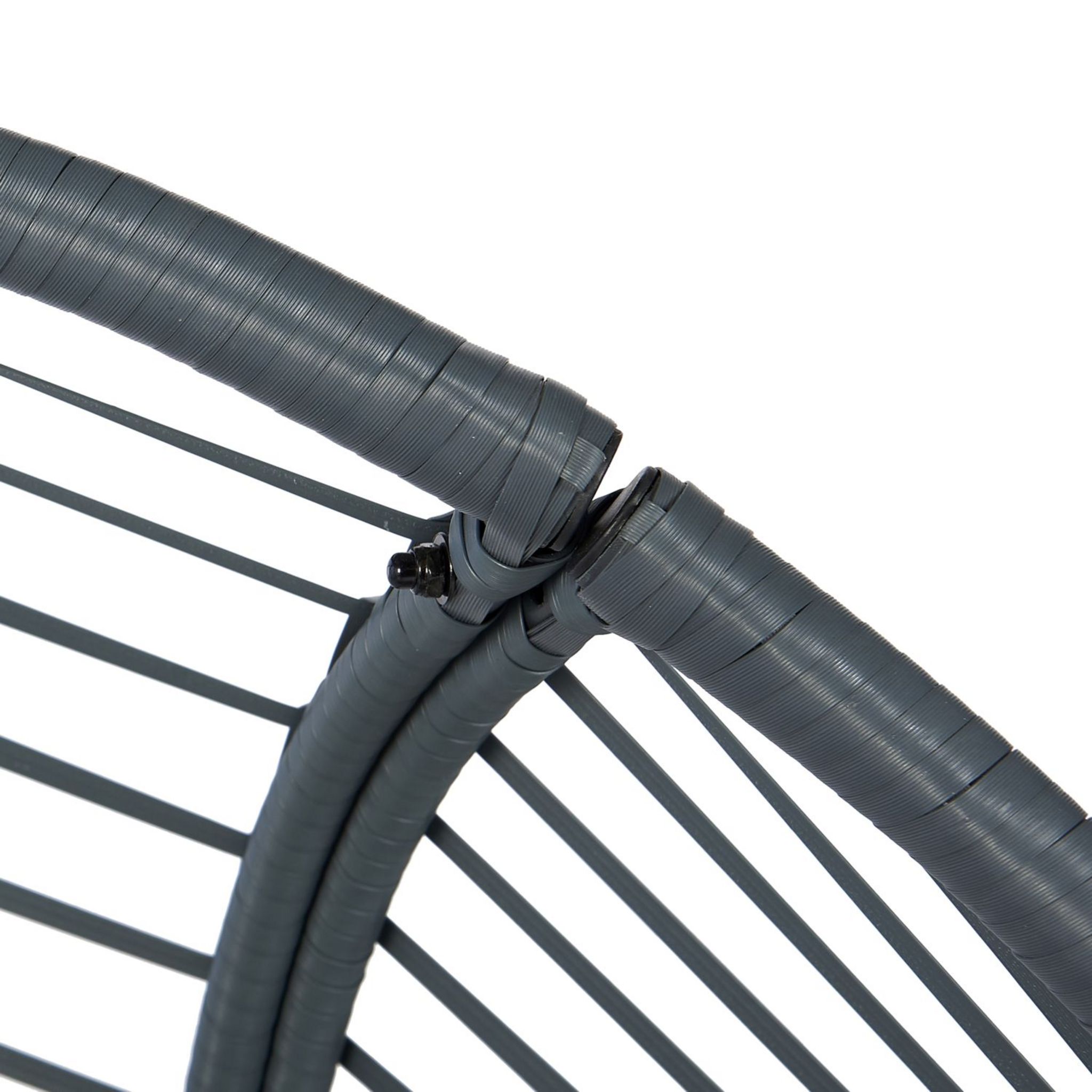 Voir la diapositive 2 : GARDENSTAR Fauteuil oeuf suspendu de jardin - Acier - Gris - 122x120x188cm