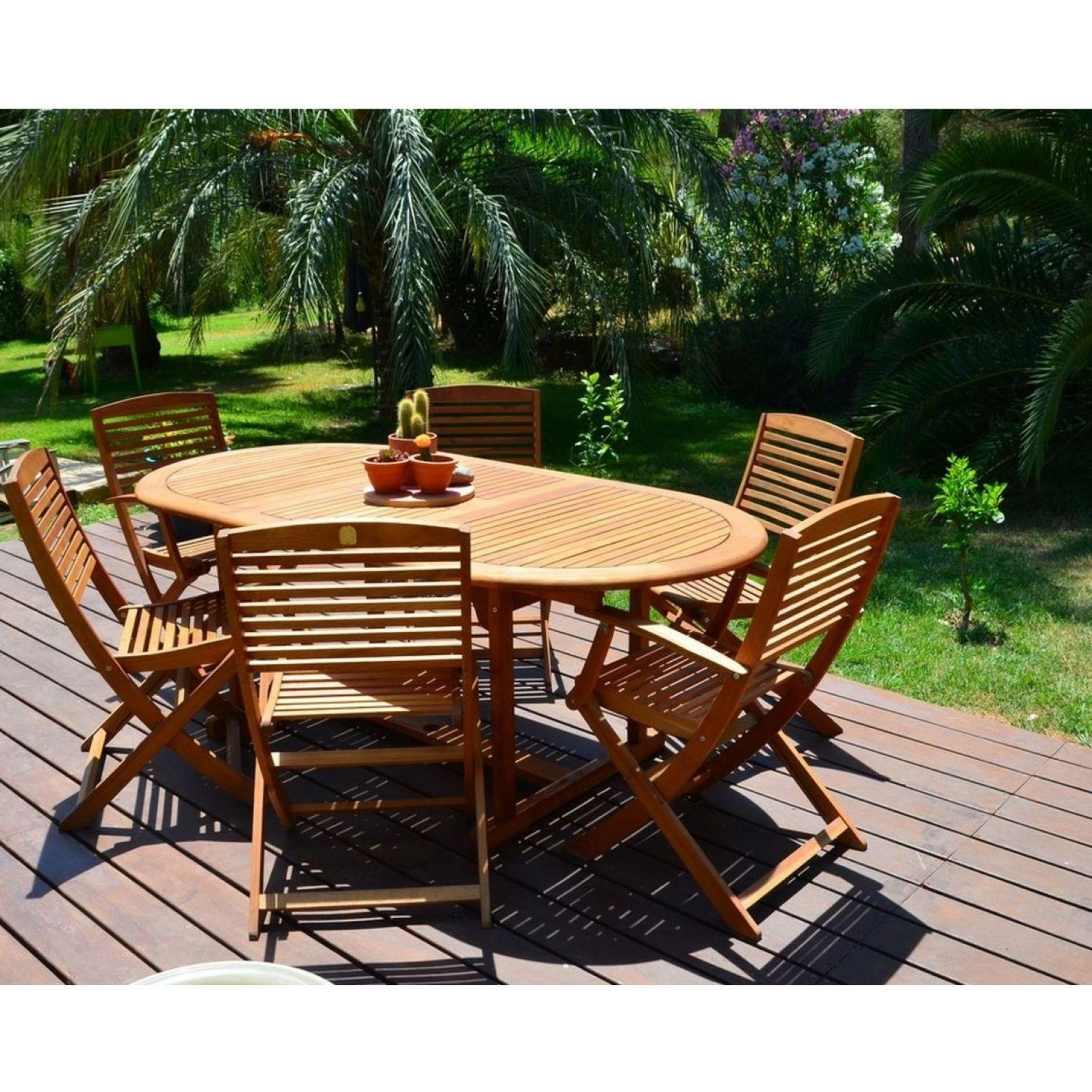 Voir la diapositive 2 : GIVEX Table de jardin extensible - Teck - SALISBURGO