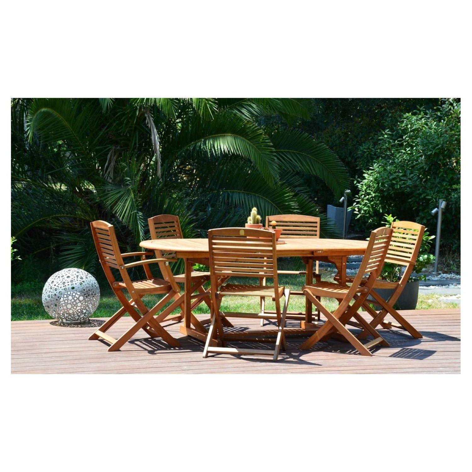 Voir la diapositive 3 : GIVEX Table de jardin extensible - Teck - SALISBURGO