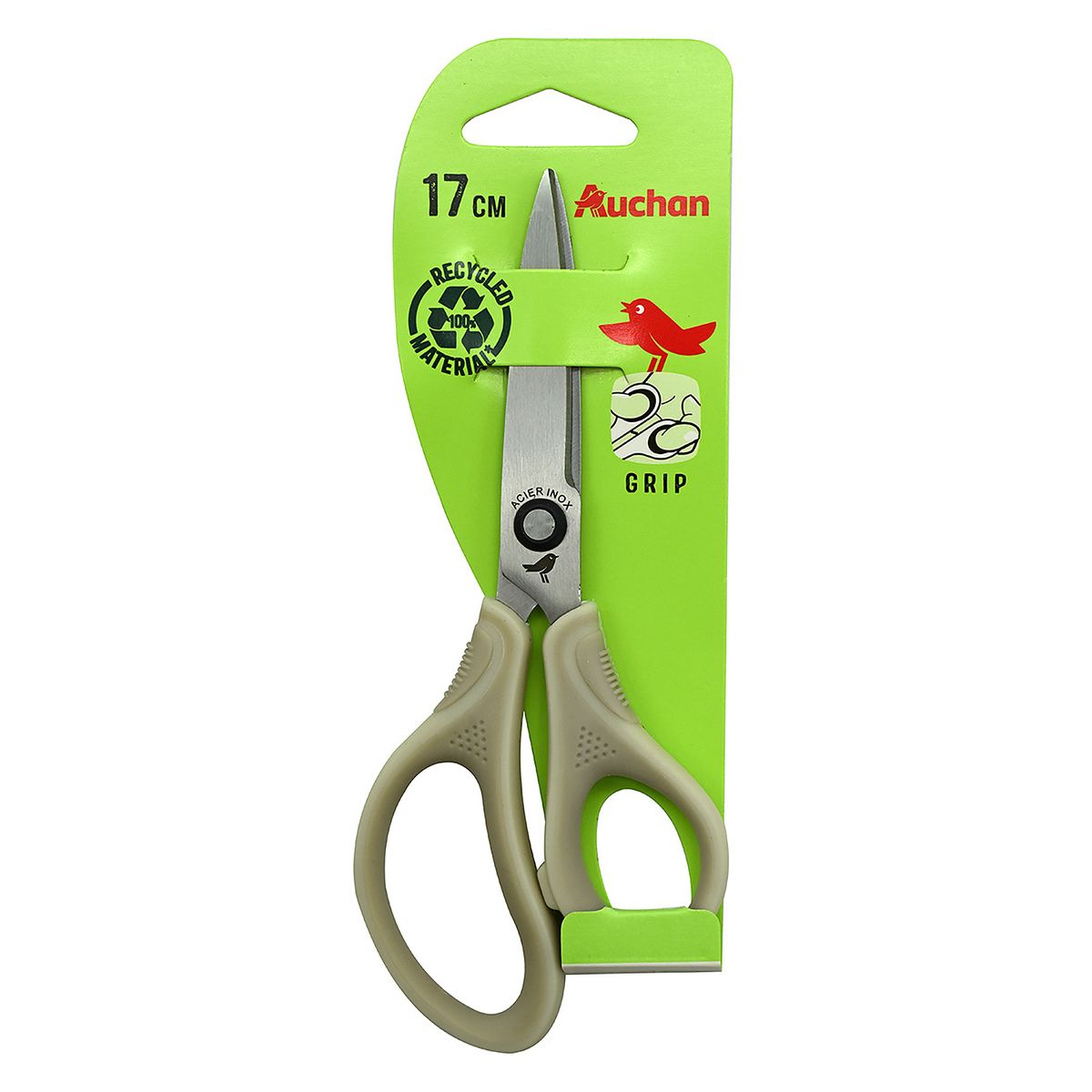 AUCHAN Paire de ciseaux bouts pointus 17cm droitier bi matière