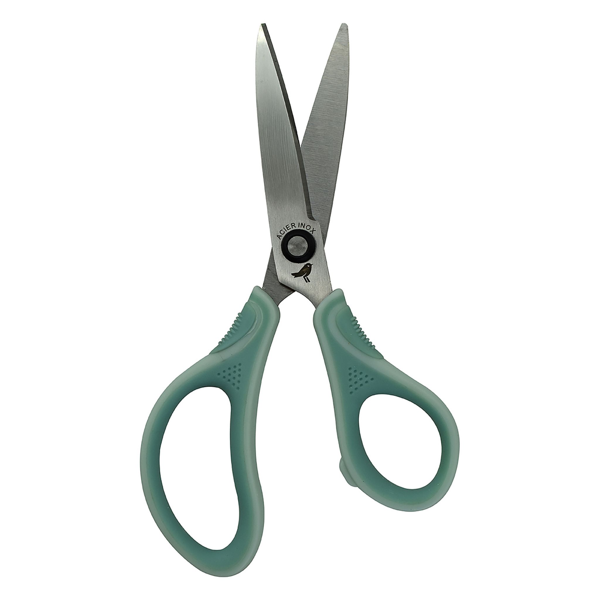 Voir la diapositive 2 : AUCHAN Paire de ciseaux bouts pointus 17cm droitier bi matière