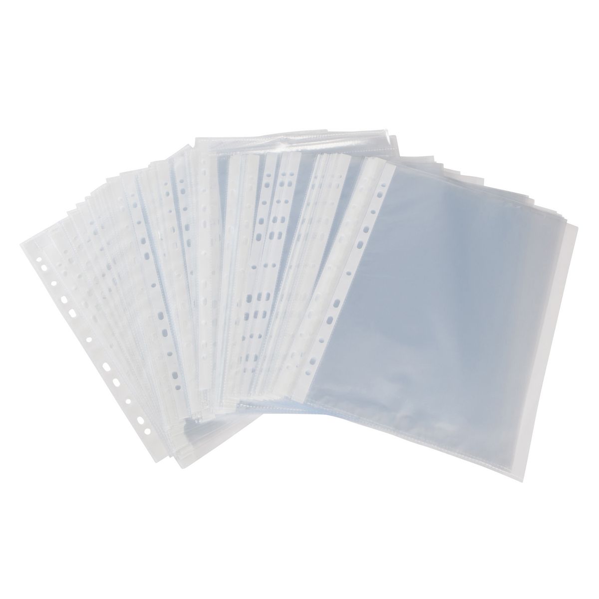 POUCE 100 pochettes transparentes perforées grainées en polypropylène