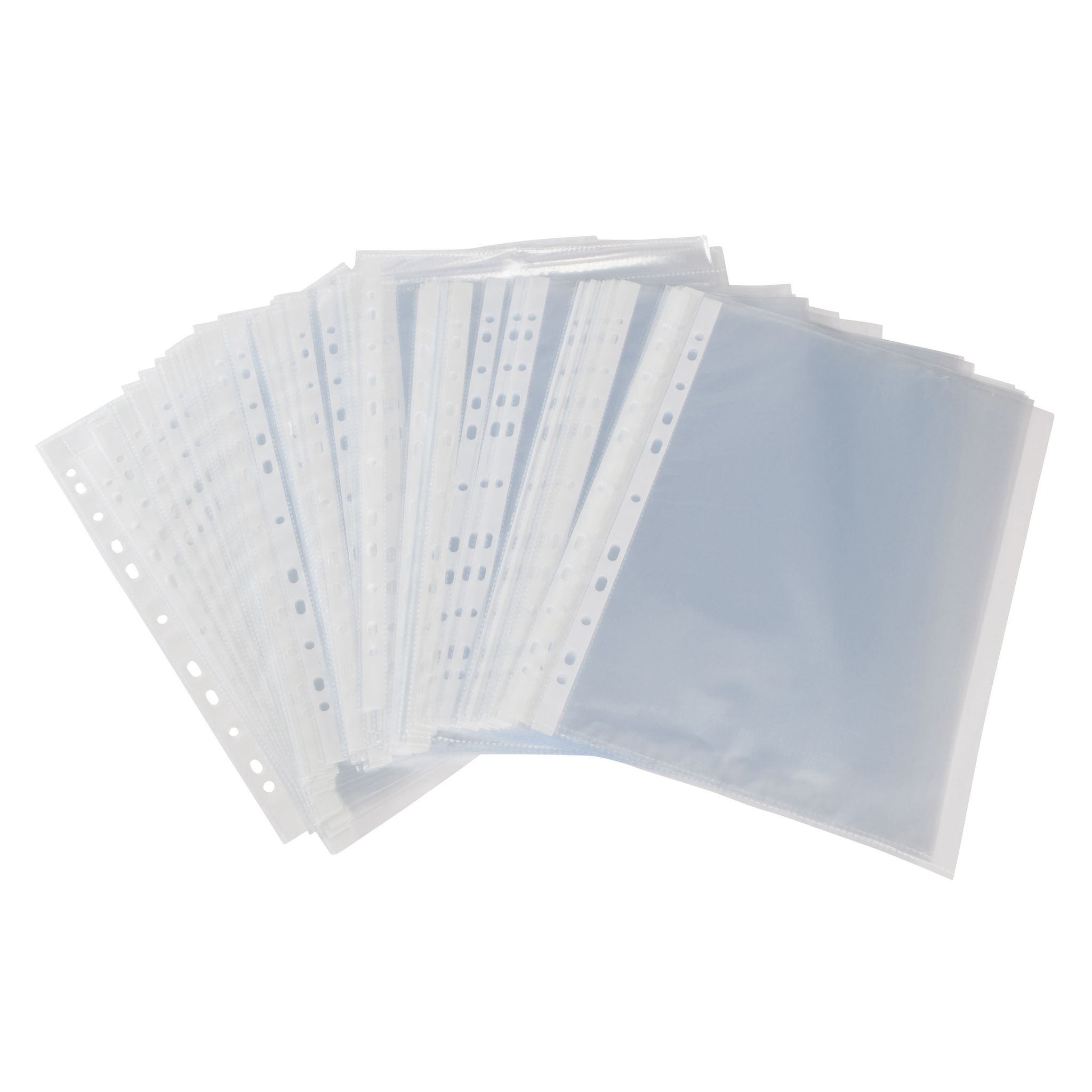 Voir la diapositive 2 : POUCE 100 pochettes transparentes perforées grainées en polypropylène