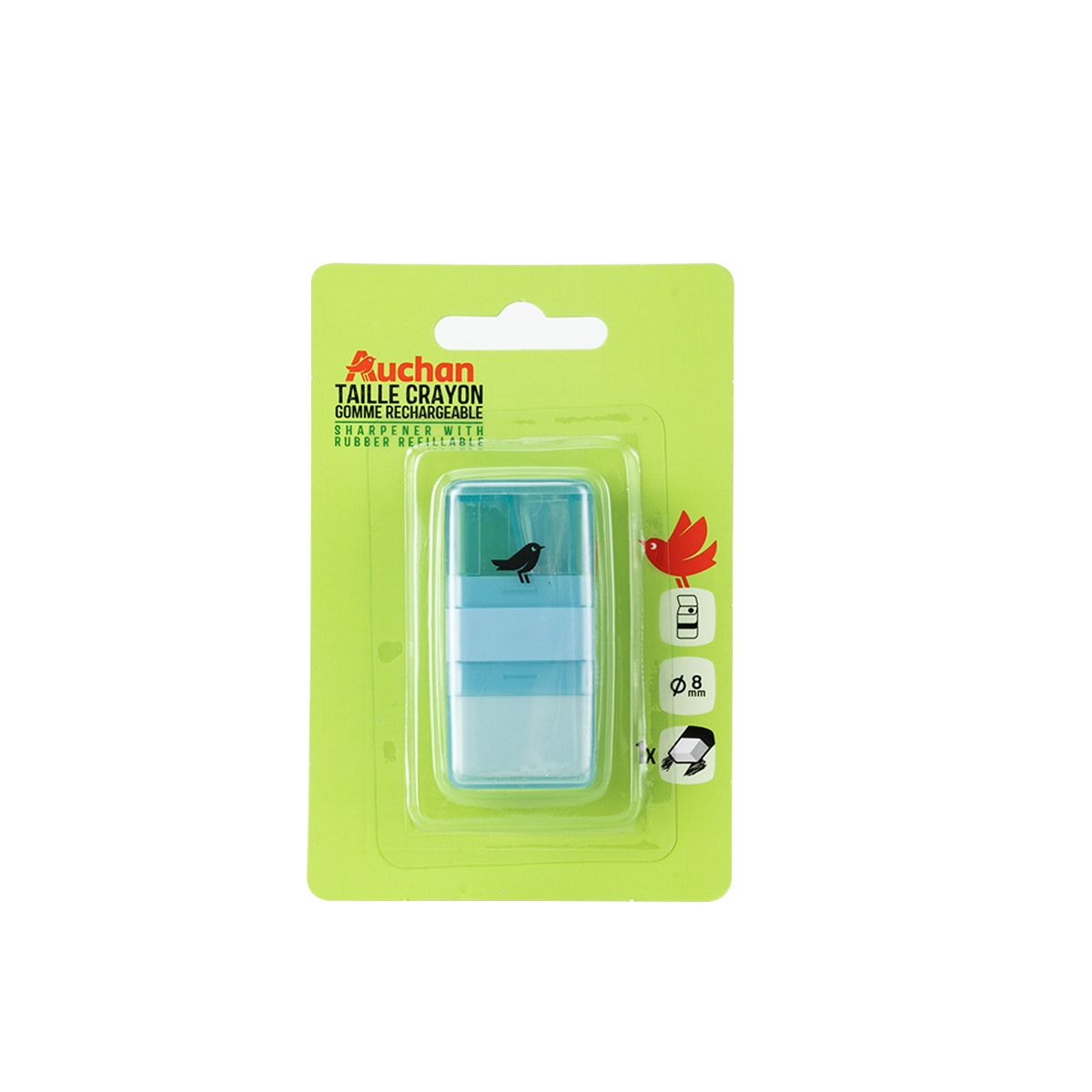 AUCHAN Taille-crayons gomme 1 trou