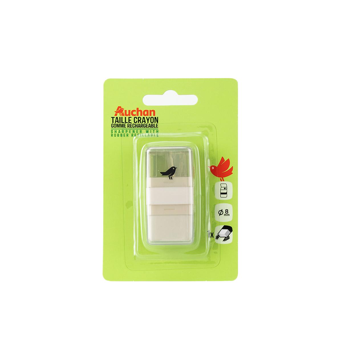 Voir la diapositive 4 : AUCHAN Taille-crayons gomme 1 trou