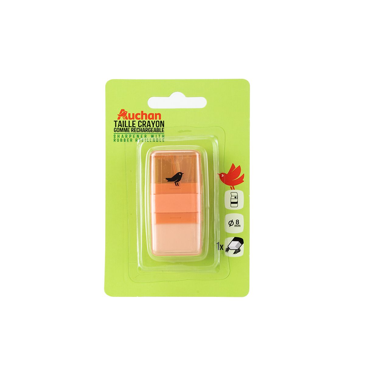 AUCHAN Taille-crayons gomme 1 trou