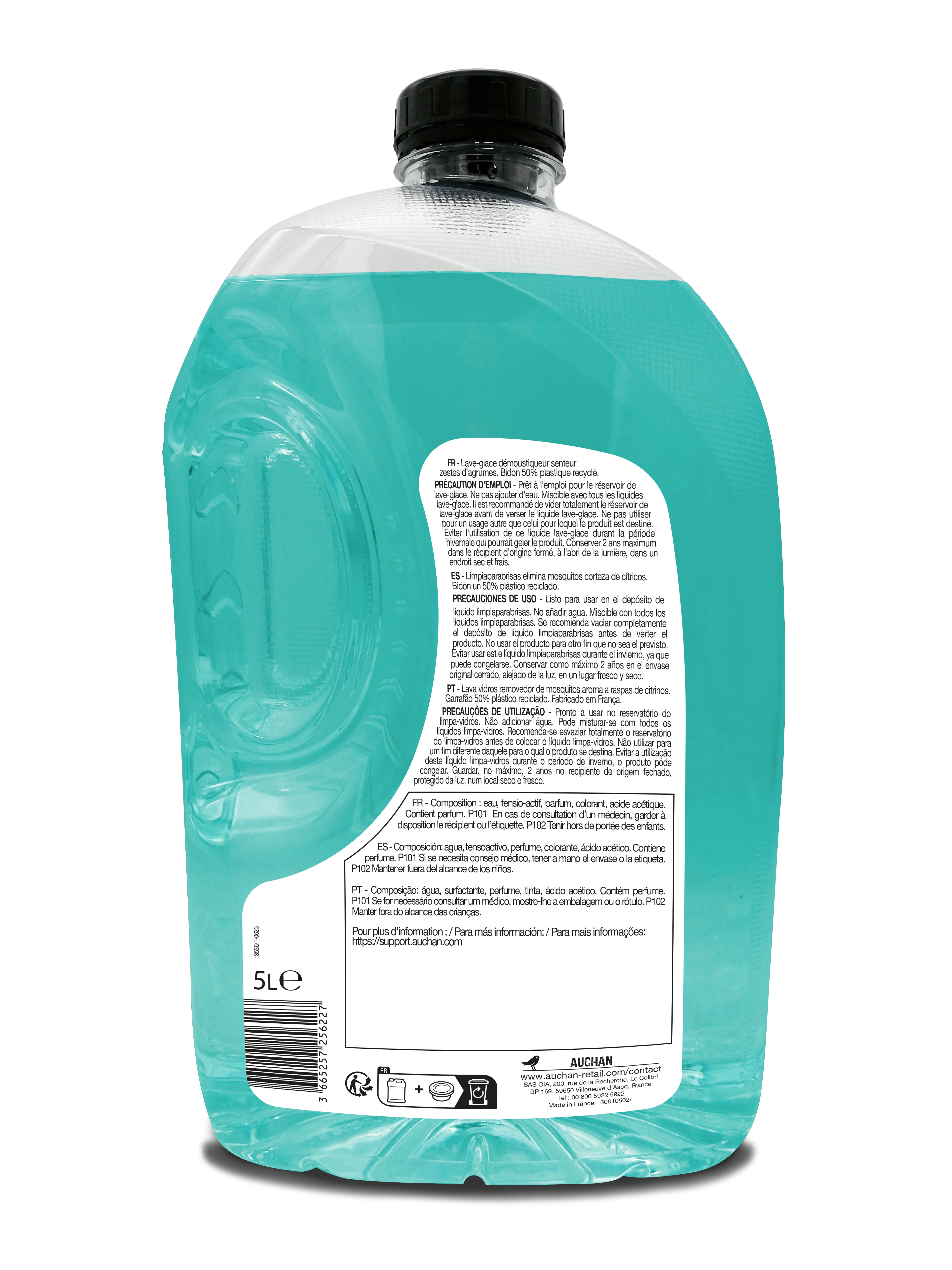Voir la diapositive 2 : AUCHAN Lave glace été 0°C senteur agrume - 5L