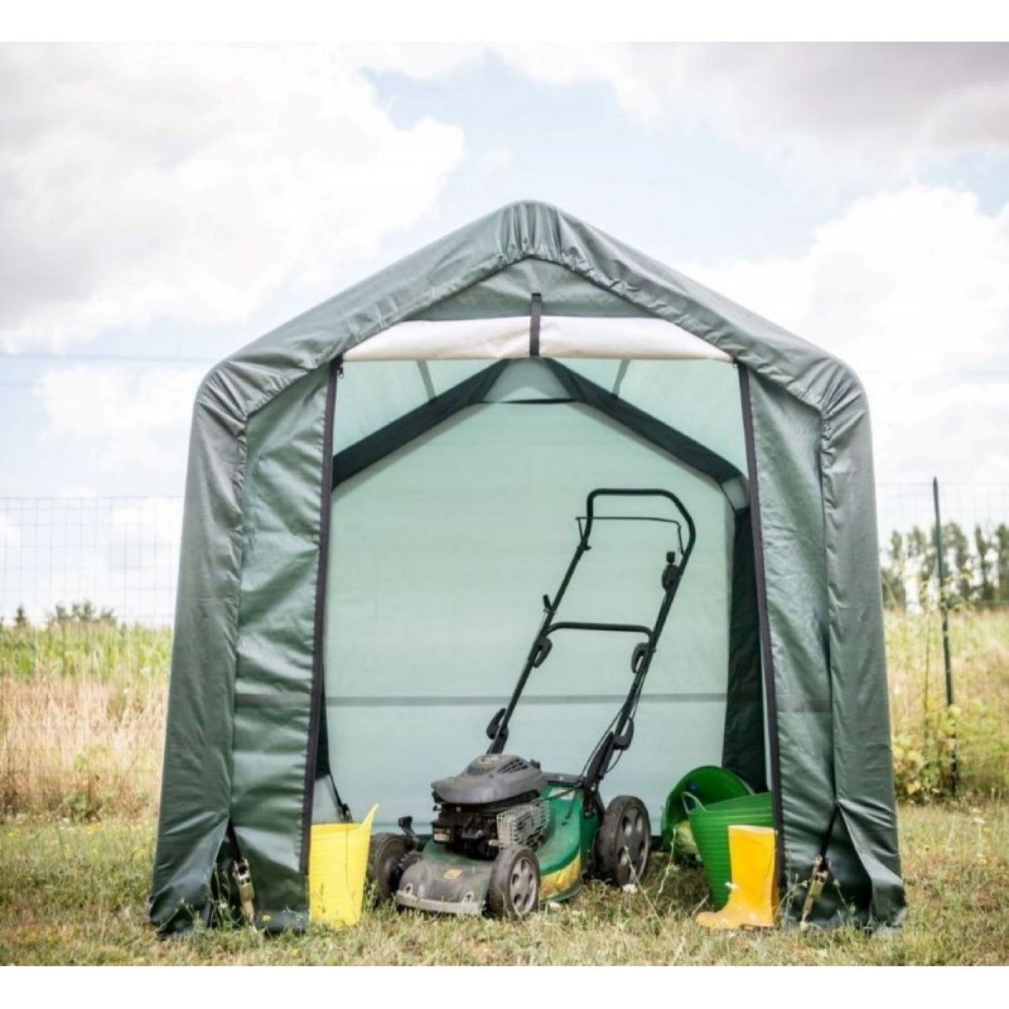 Voir la diapositive 3 : HABRITA Abri de jardin vert de 3,35m² en toile renforcée