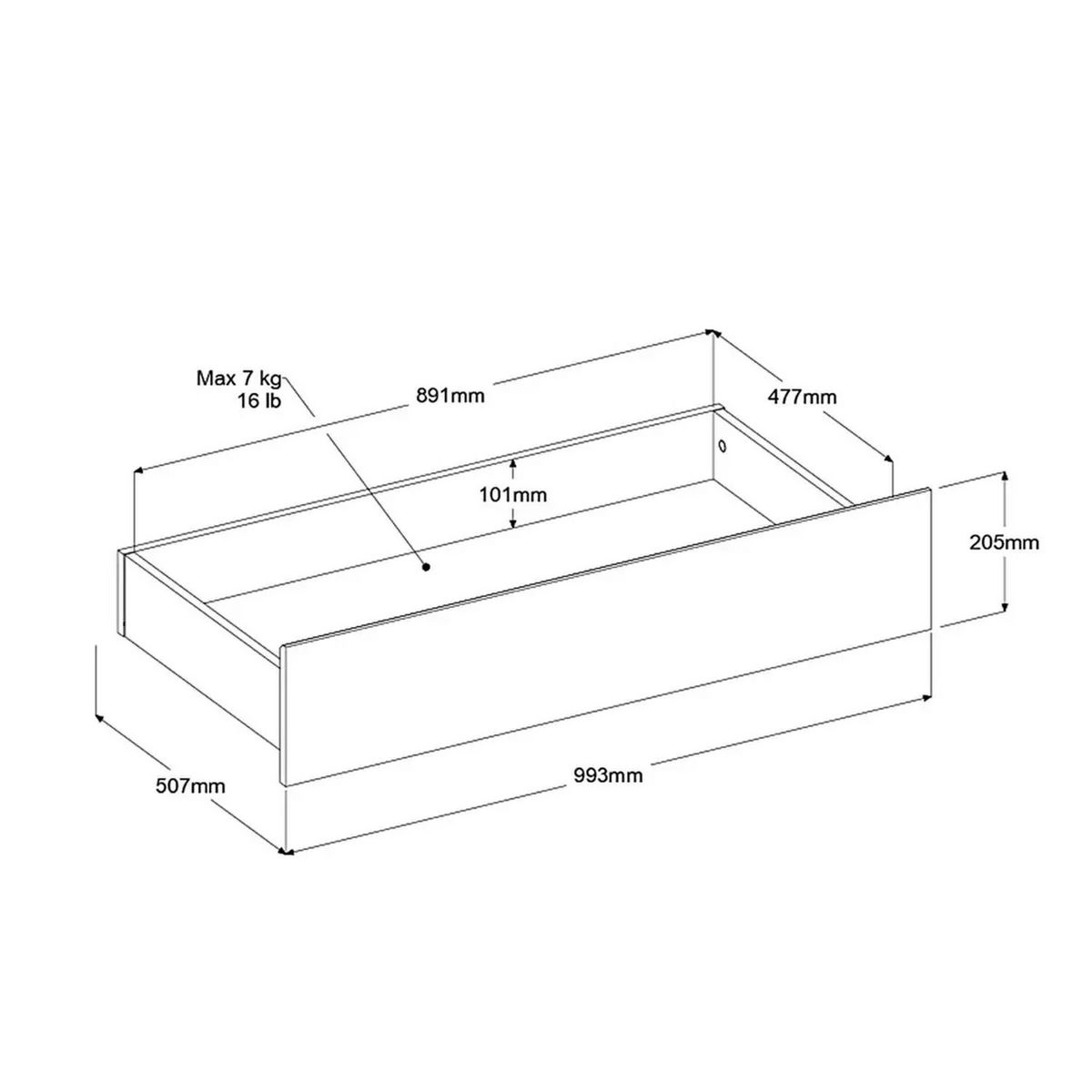 Lot de 2 tiroirs de lit PIA
