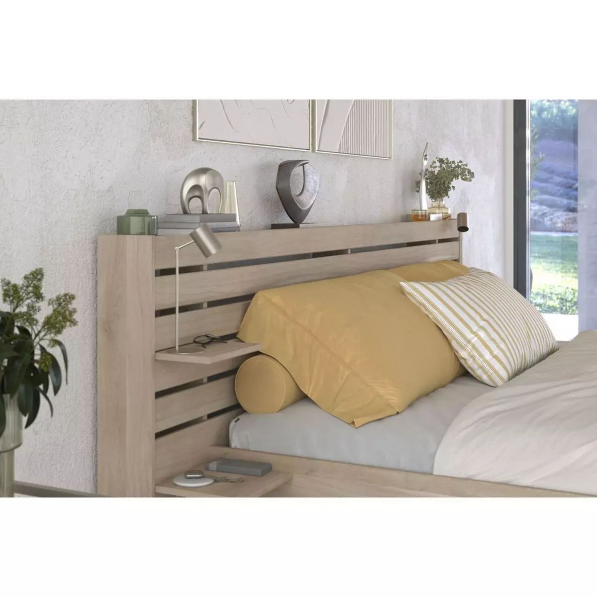 Lit double adulte avec tête de lit 180x200cm PIA