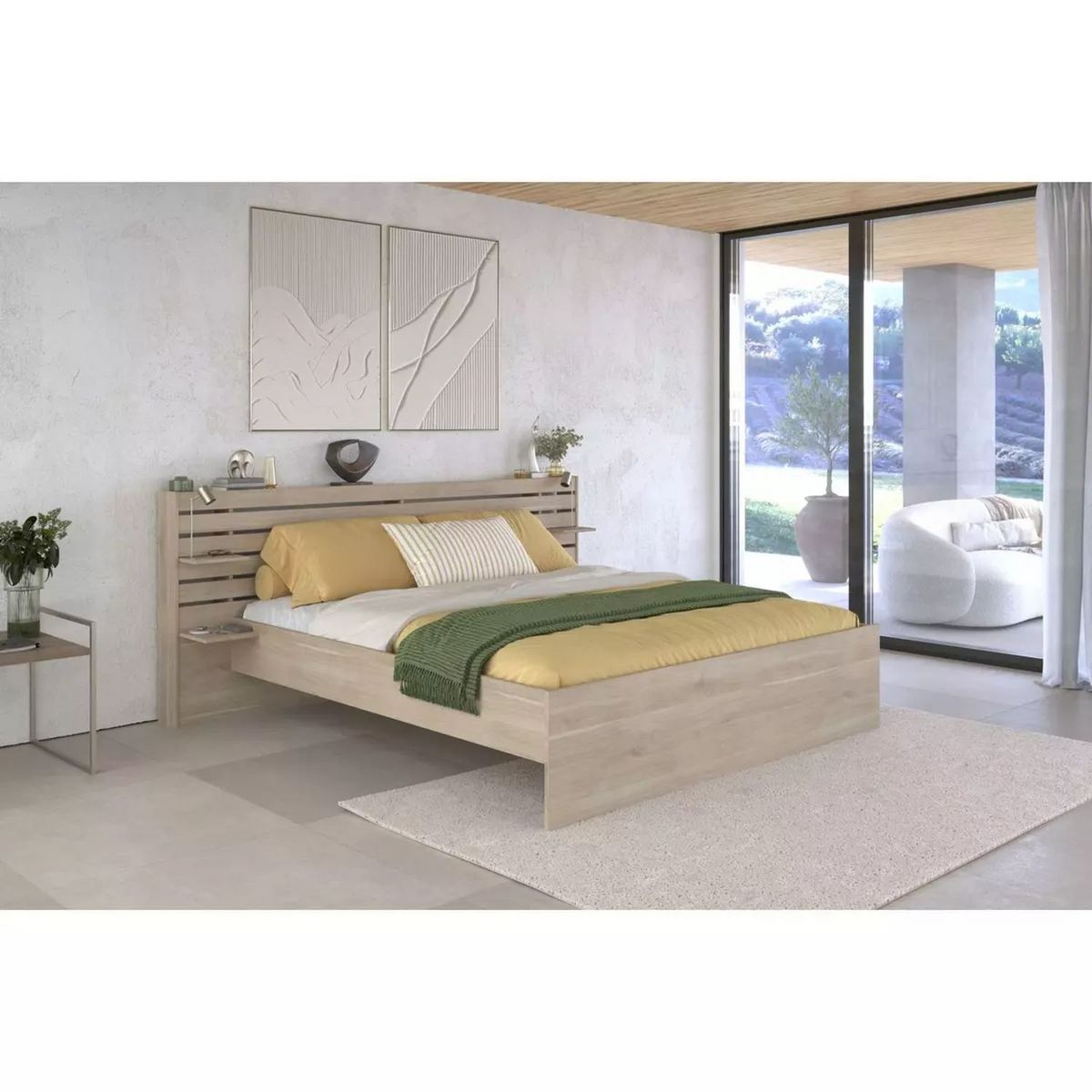 Lit double adulte avec tête de lit 180x200cm PIA