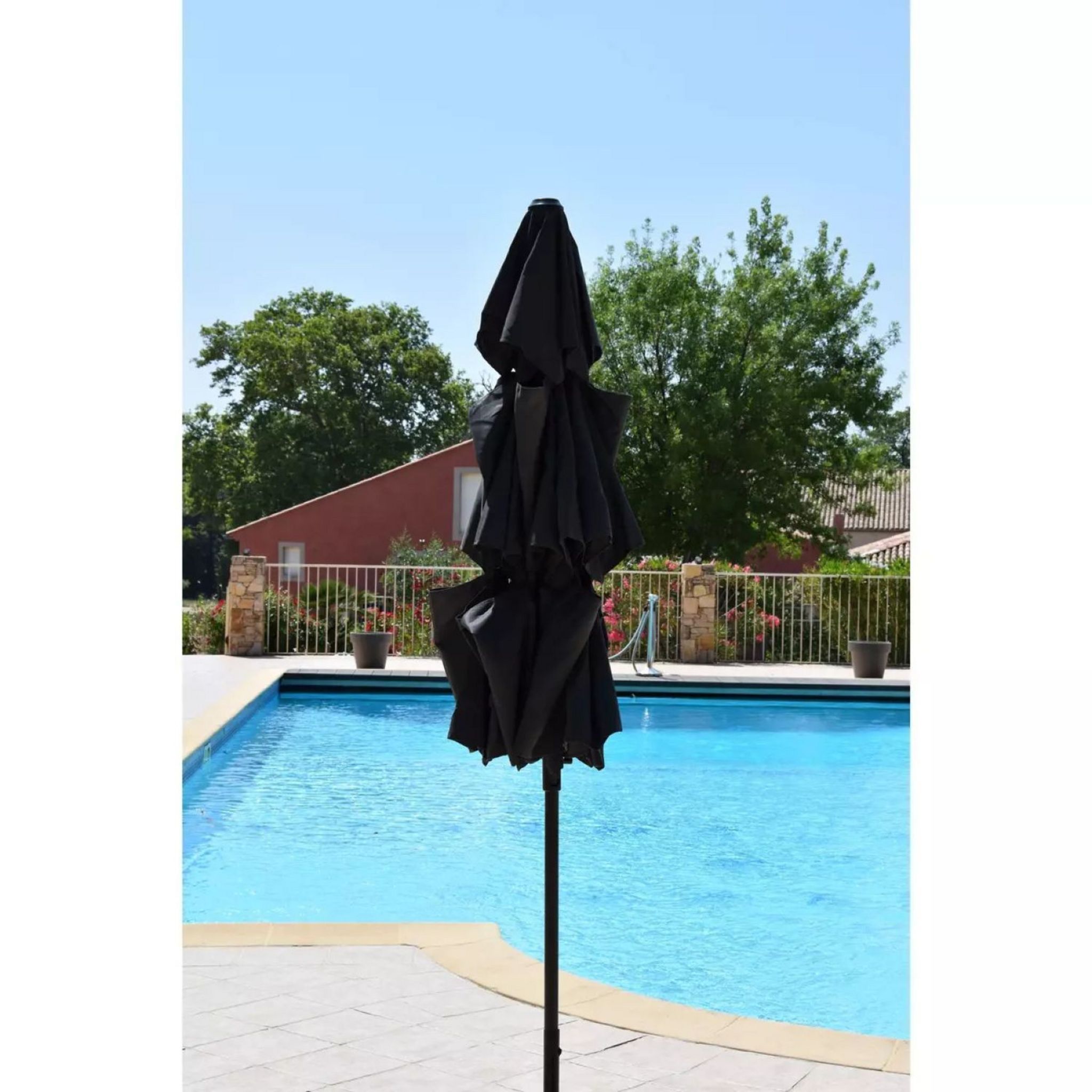 Voir la diapositive 2 : GIVEX Parasol Droit 3 m Aluminium Toile avec Aération – Canopy Gris