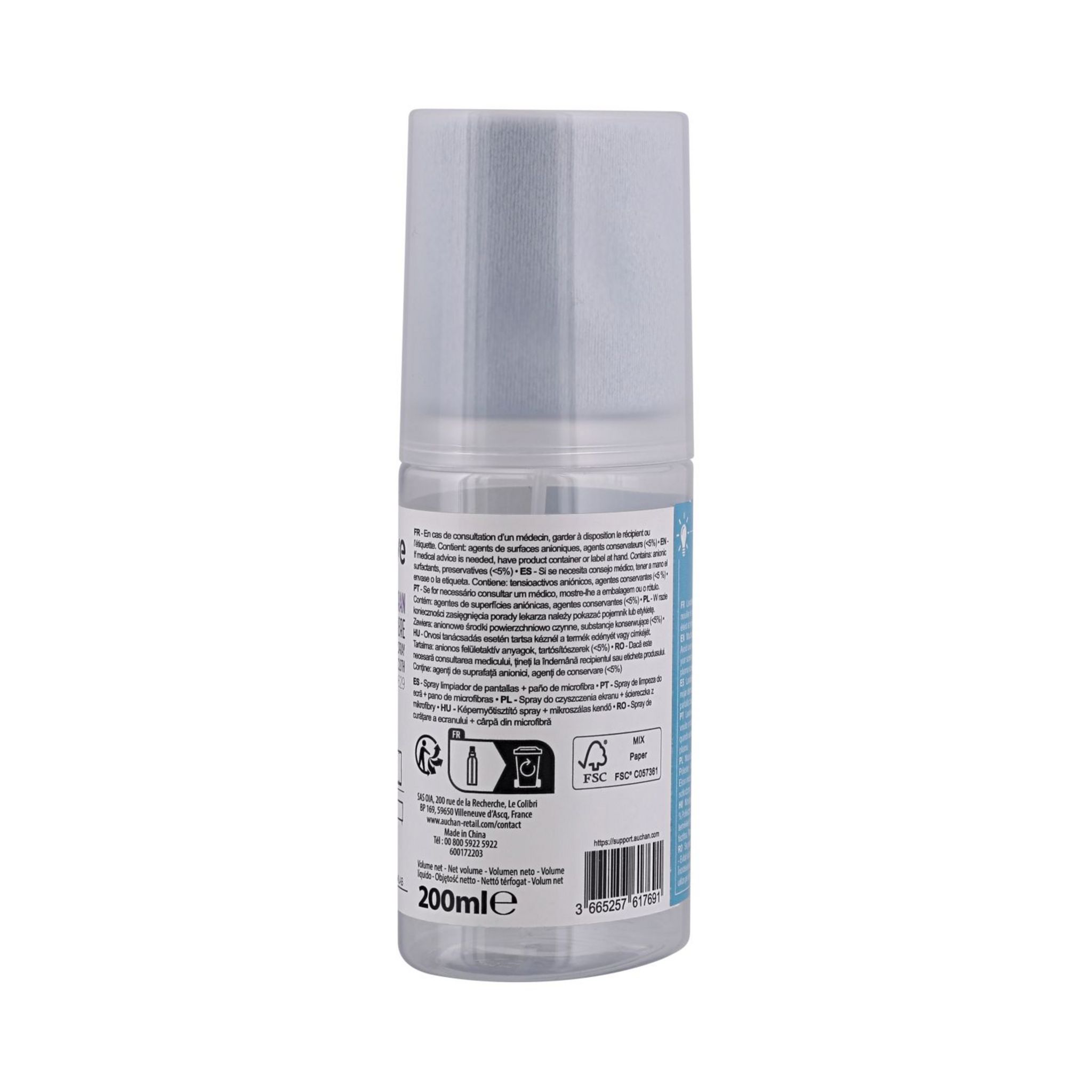 Voir la diapositive 3 : QILIVE Spray nettoyeur d'écran 200 ml + microfibre