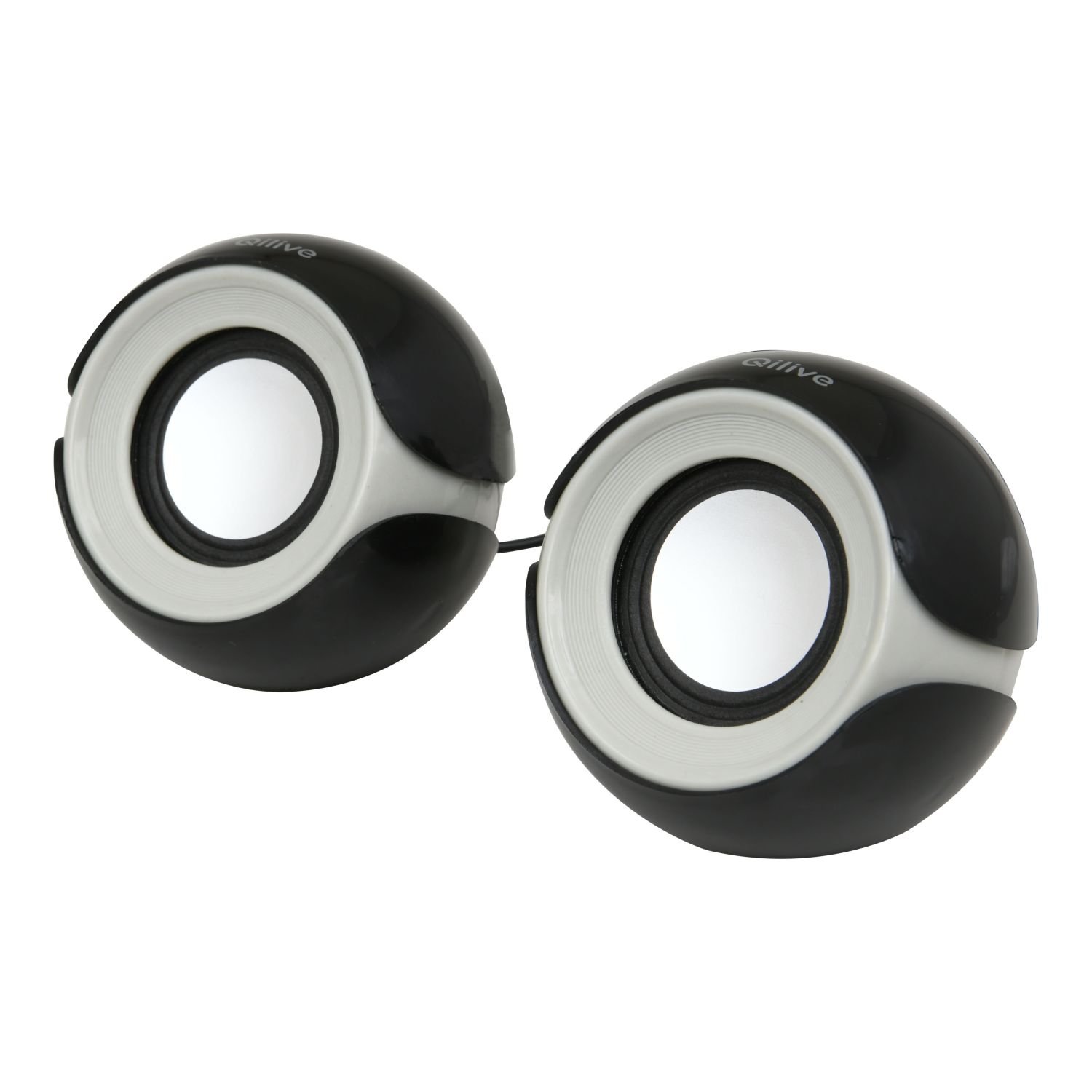 Voir la diapositive 2 : QILIVE Haut parleur pour PC 2.0 - Noir et blanc
