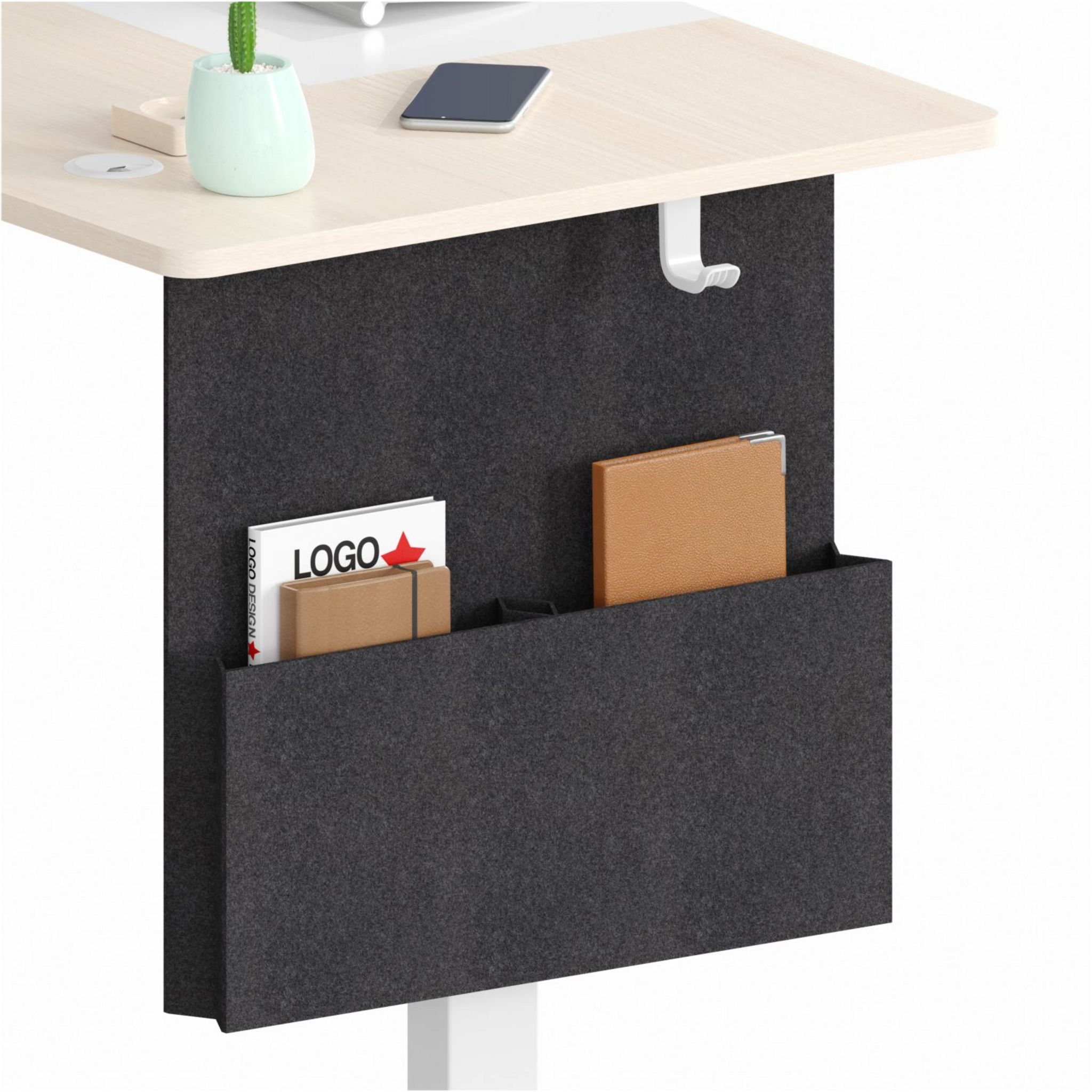 Voir la diapositive 2 : QILIVE Bureau assis-debout motorisé réglable en hauteur - Blanc