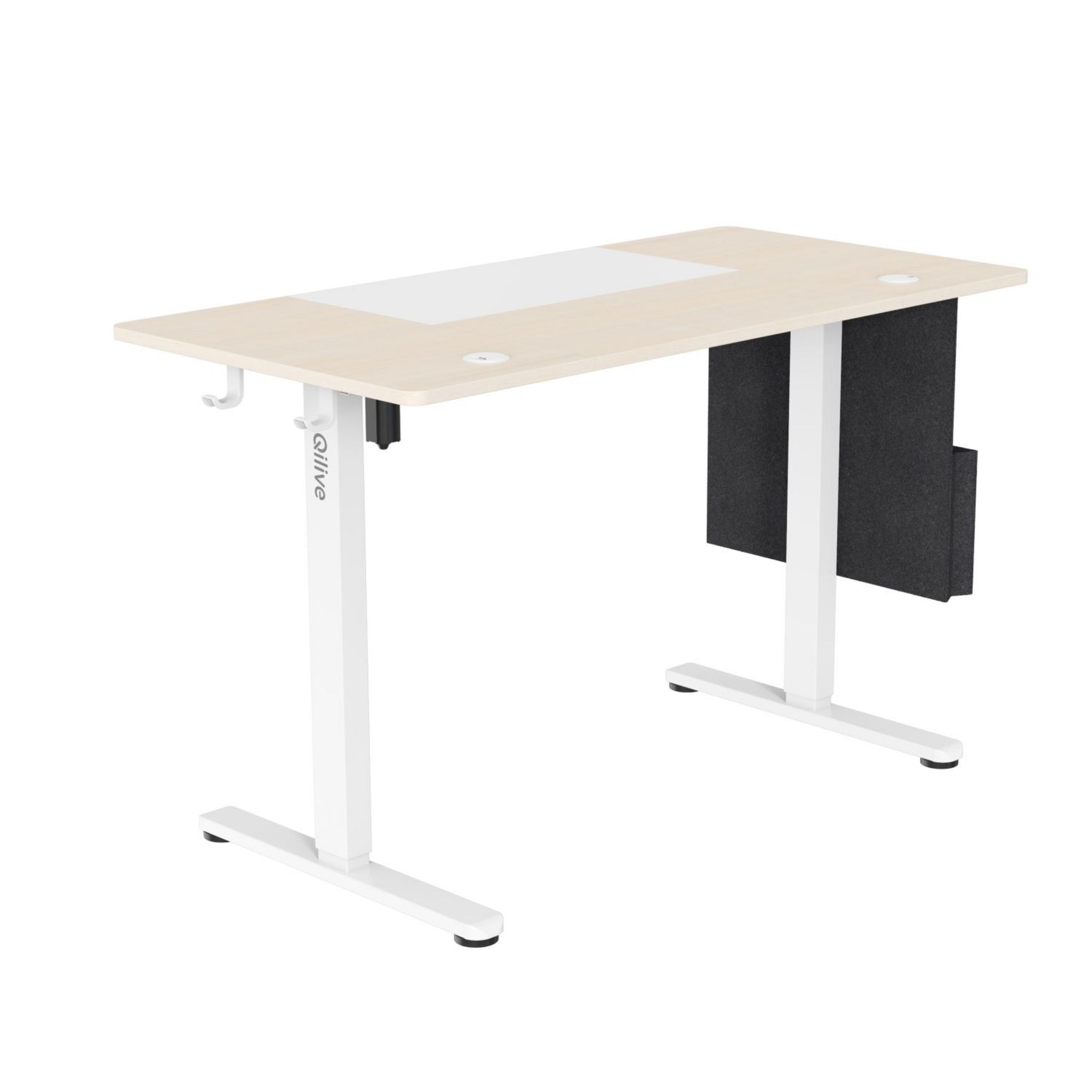 Voir la diapositive 11 : QILIVE Bureau assis-debout motorisé réglable en hauteur - Blanc