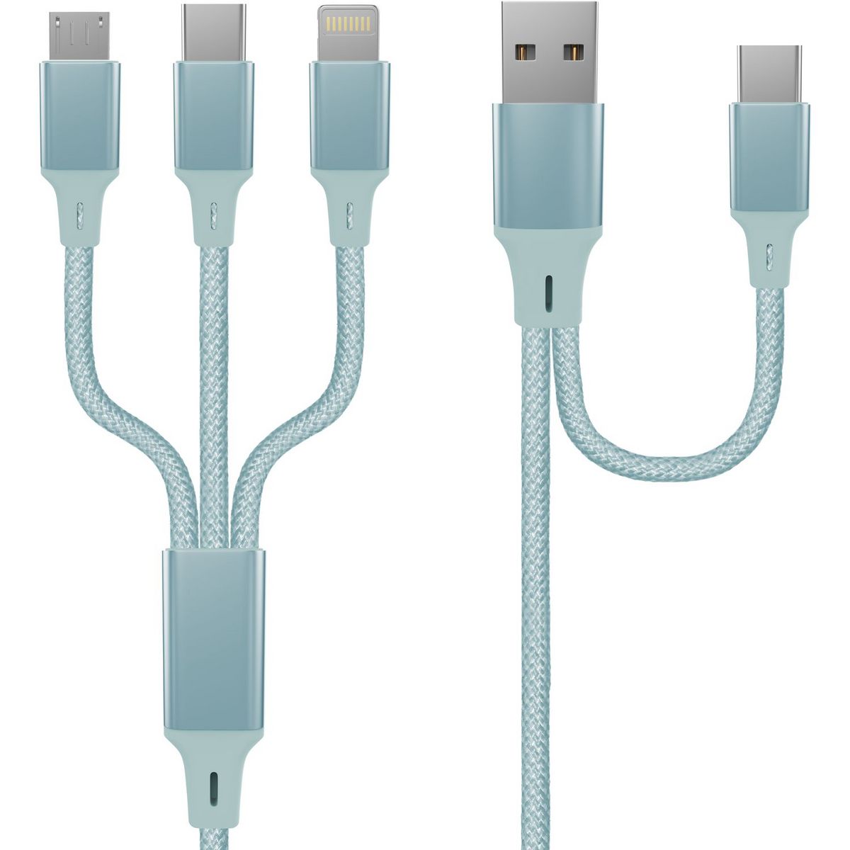 QILIVE Câble de charge Lightning/MUSB/USB C - Bleu