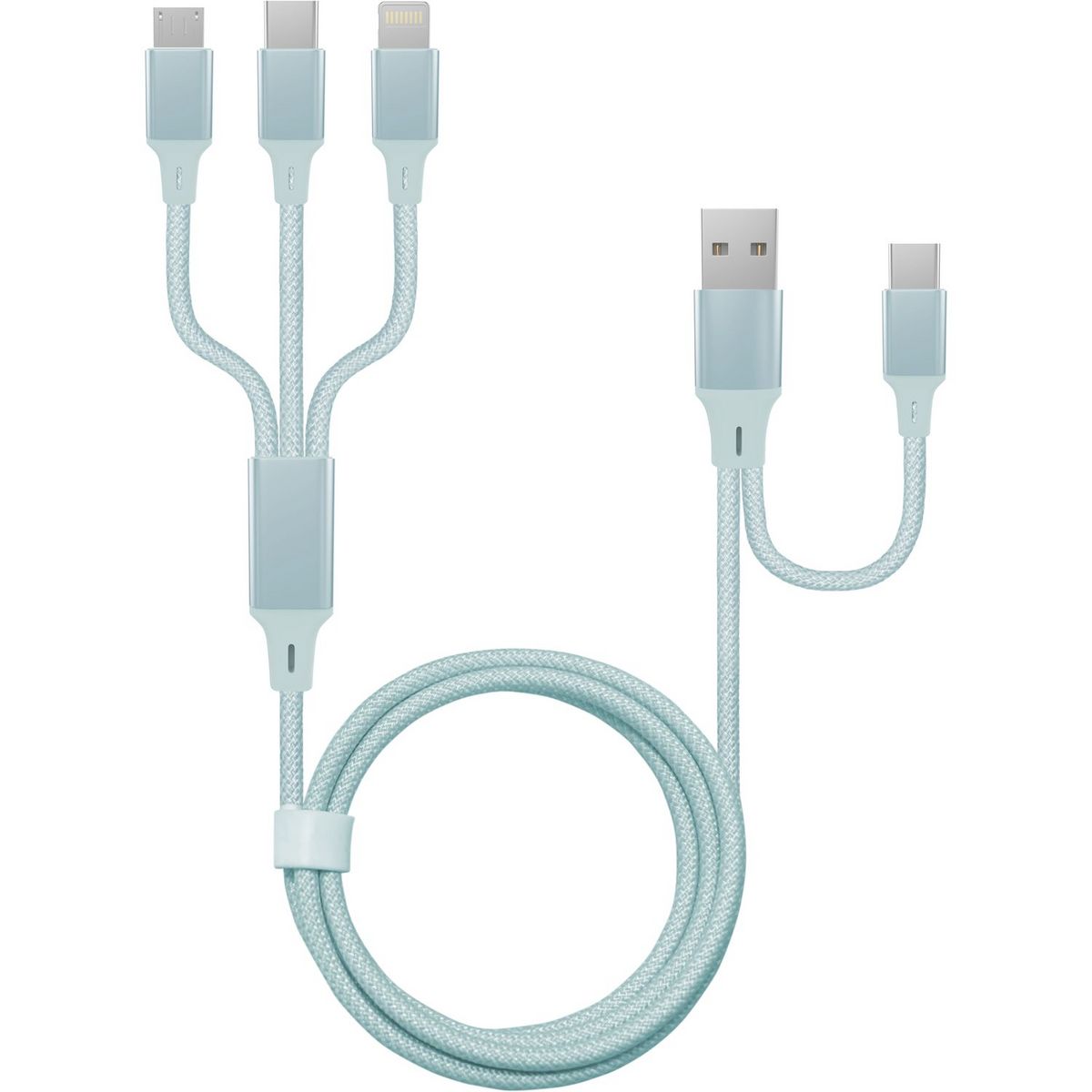 QILIVE Câble de charge Lightning/MUSB/USB C - Bleu