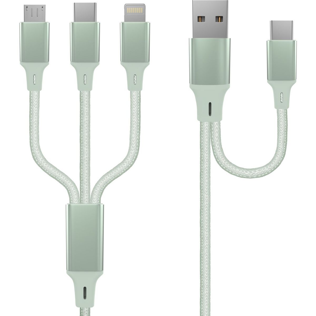 QILIVE Câble de charge Lightning/MUSB/USB C - Vert