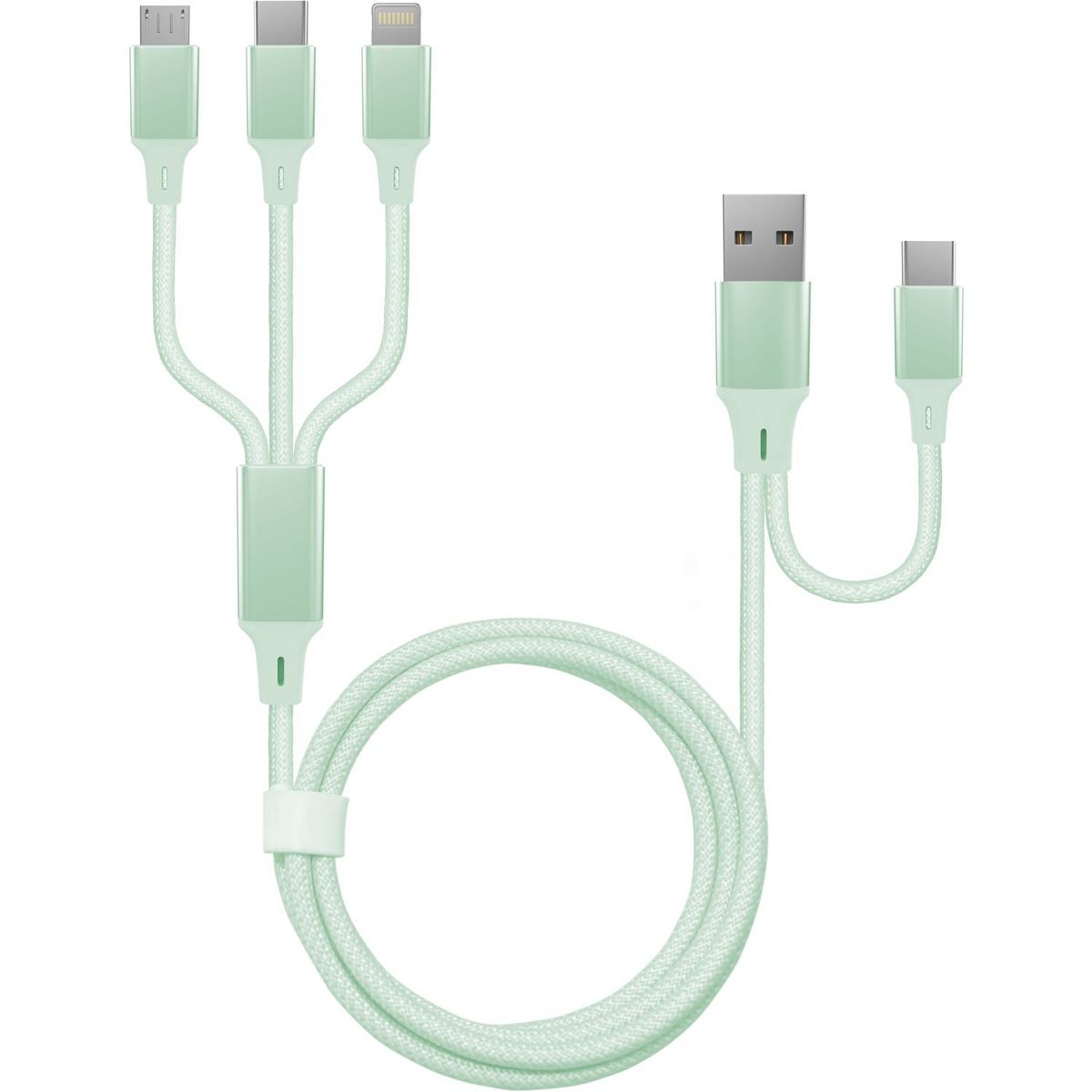 QILIVE Câble de charge Lightning/MUSB/USB C - Vert