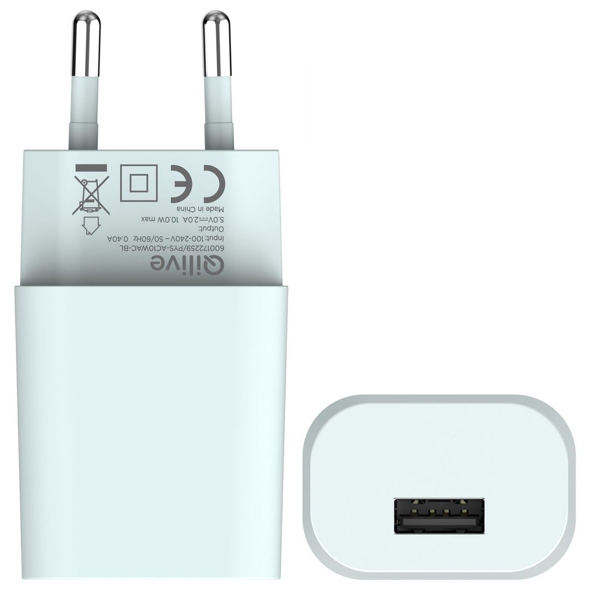 QILIVE Chargeur secteur USB A 10W - Bleu