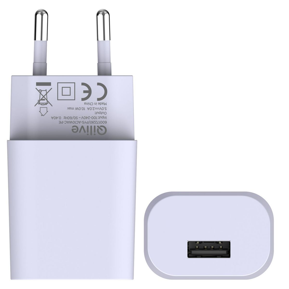 QILIVE Chargeur secteur USB A 10W - Violet