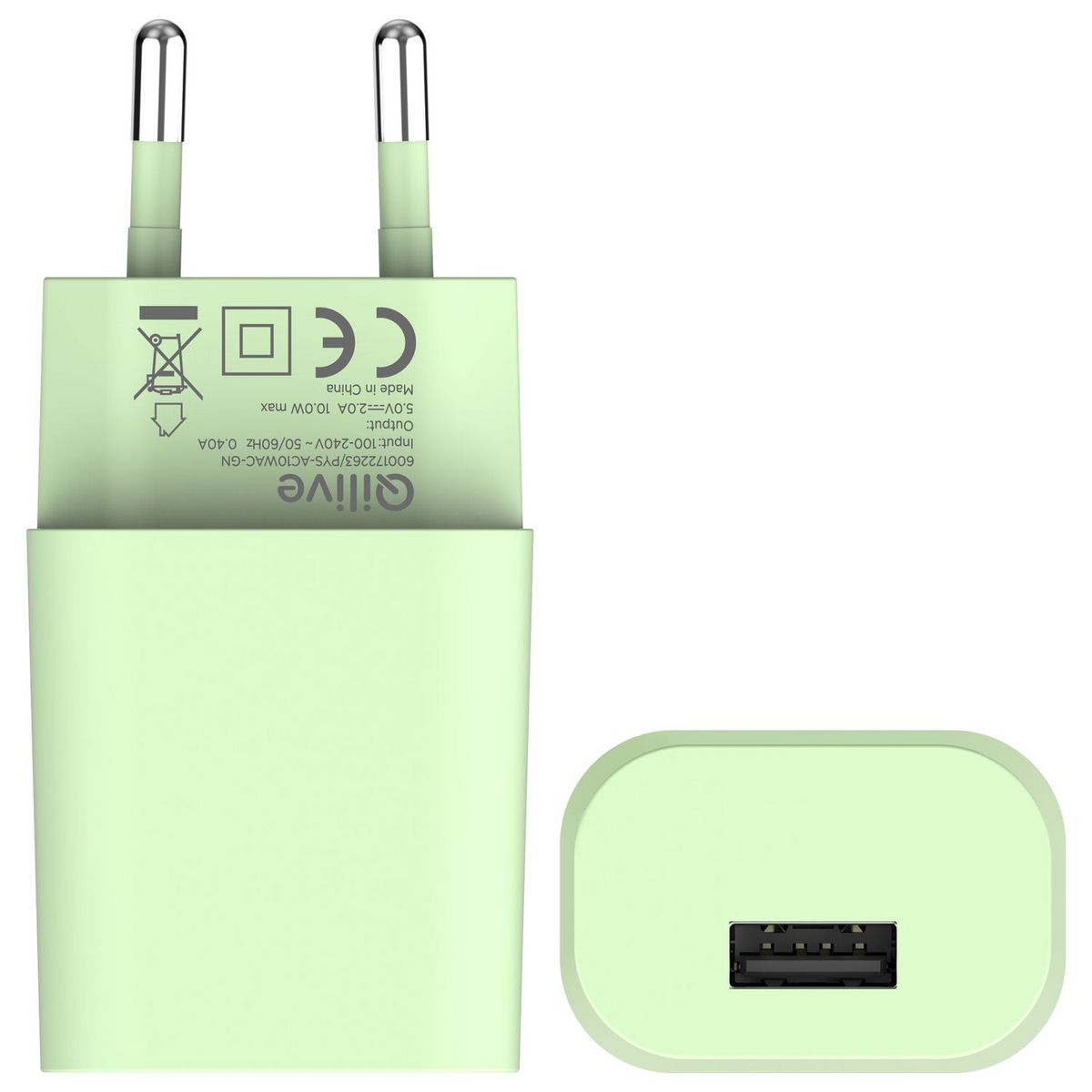 QILIVE Chargeur secteur USB A 10W - Vert