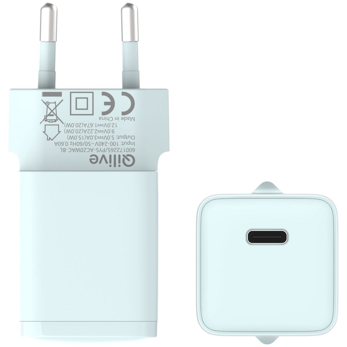 QILIVE Chargeur secteur USB C 20W - Bleu