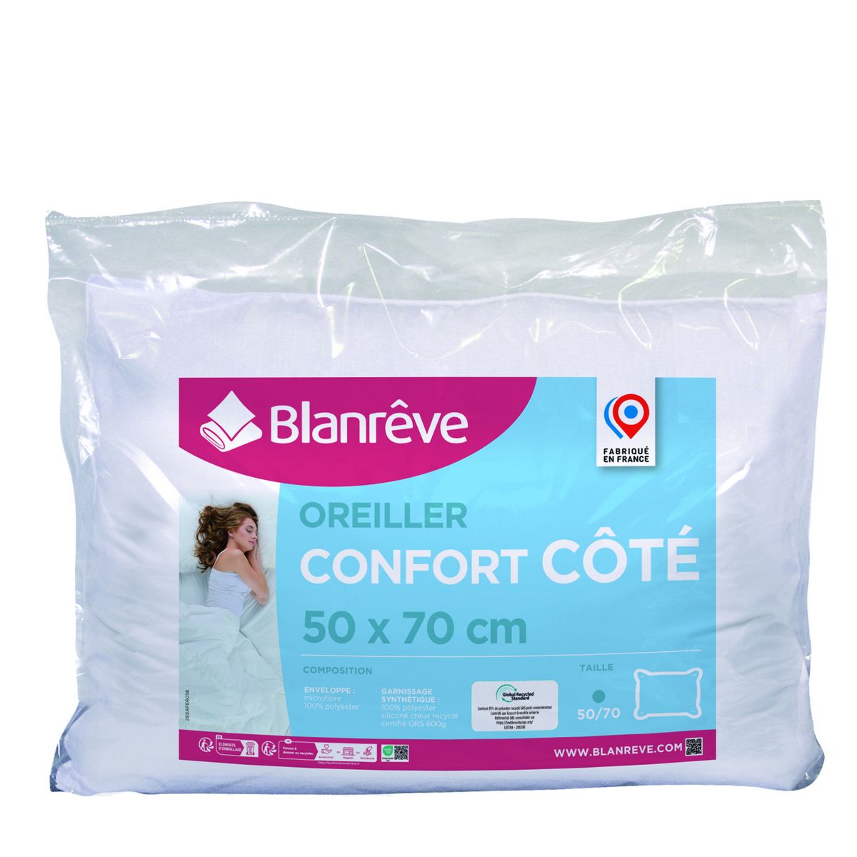 BLANREVE Oreiller confort côté en microfibre